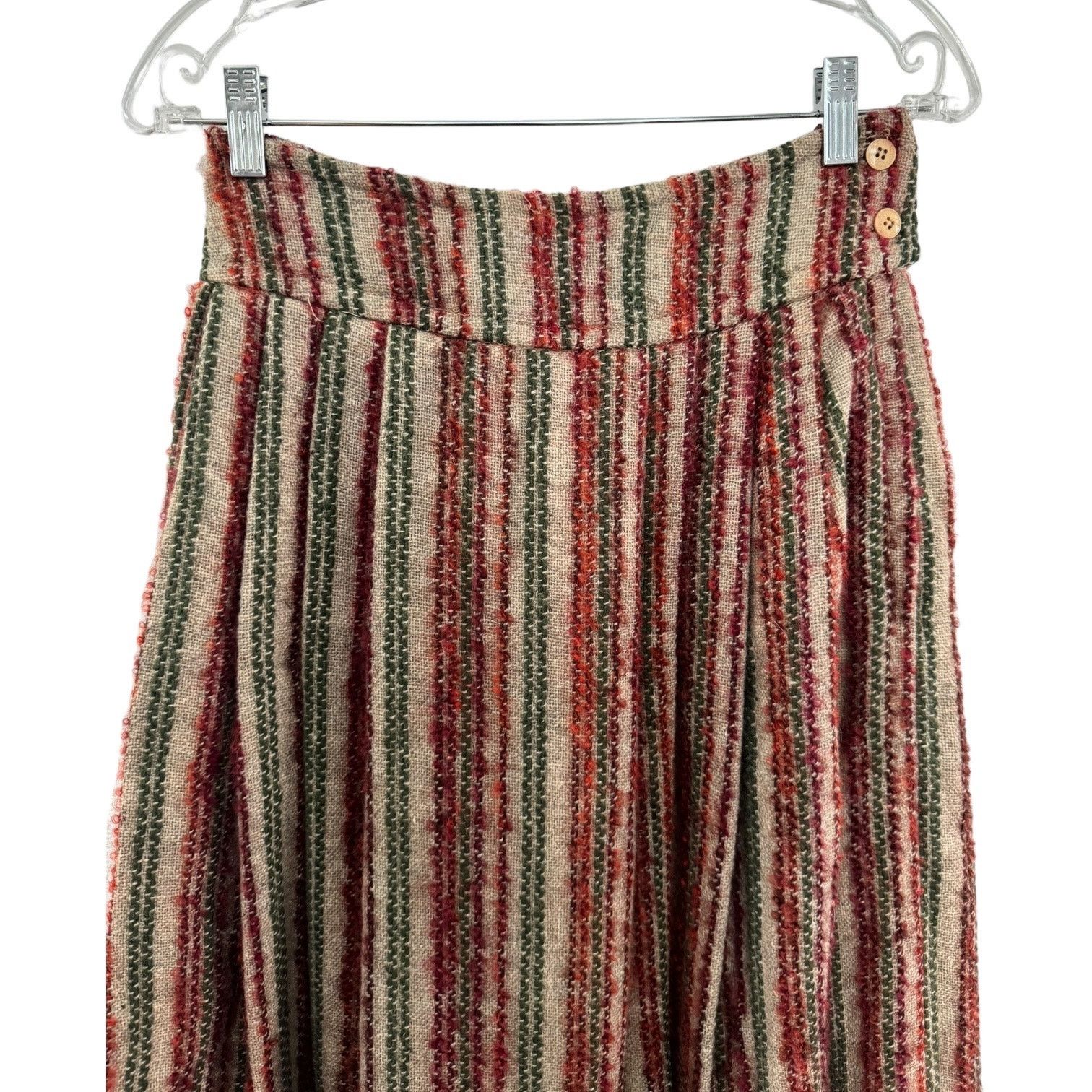 Vintage Vtg high waisted pleated boucle striped midi skirt small Size 27" / US 4 / IT 40 - 13 Thumbnail