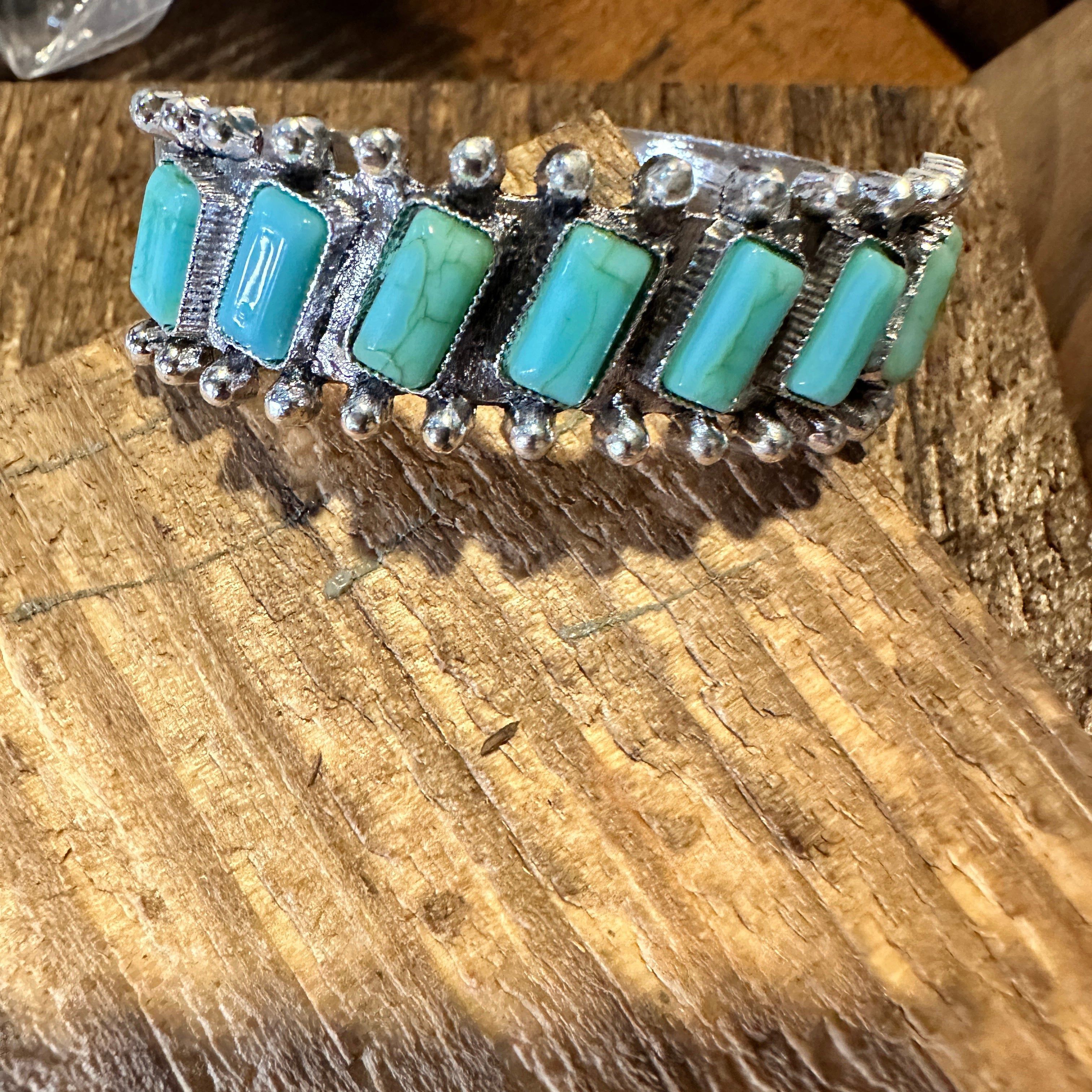 Other Boho Chic Vintage Southwestern Hippie Open Cuff Bangle, Turq Size ONE SIZE - 9 Thumbnail