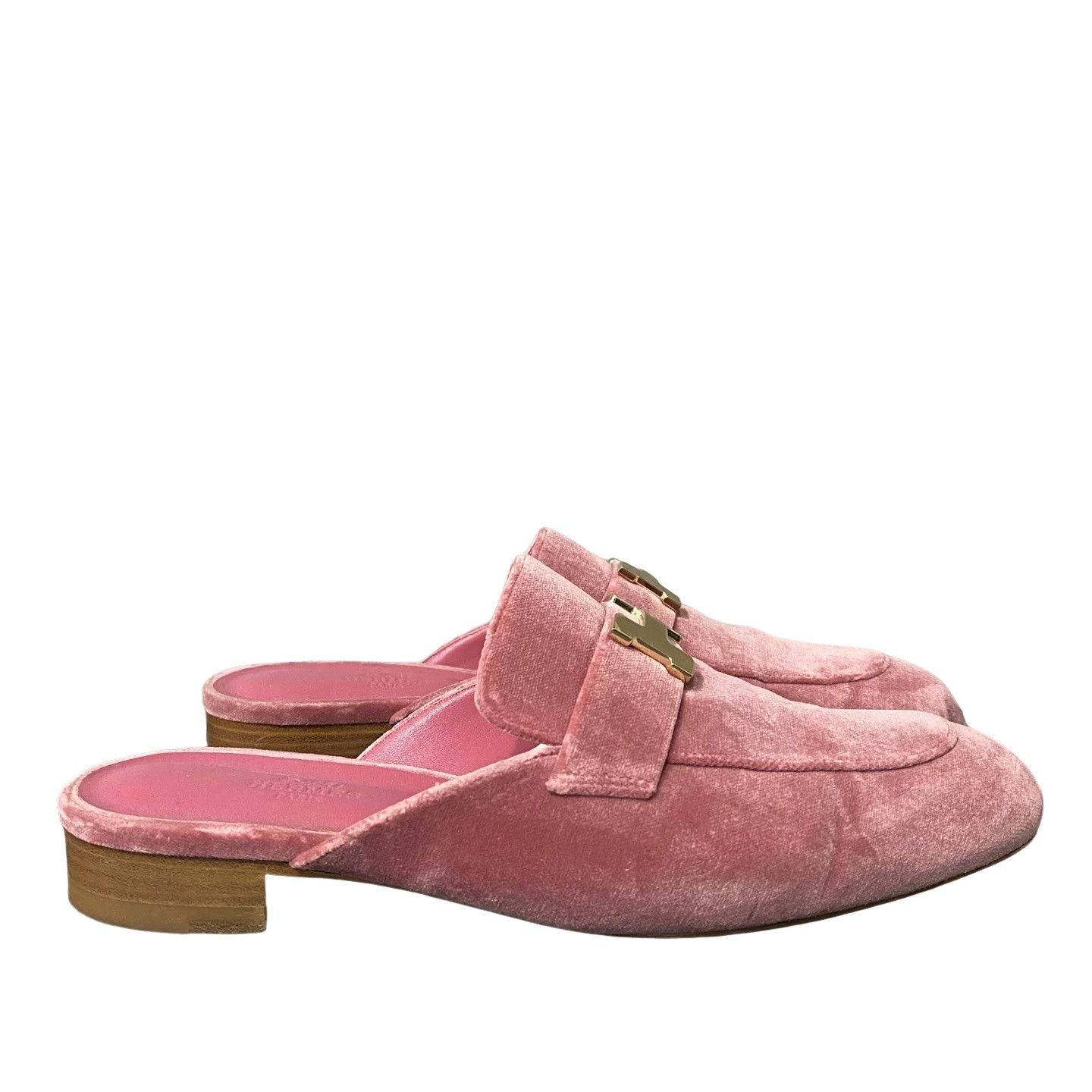 Hermes Hermès Velvet Mule Slippers Pink Size 38.5 Size US 8.5 / IT 38.5 - 1 Thumbnail