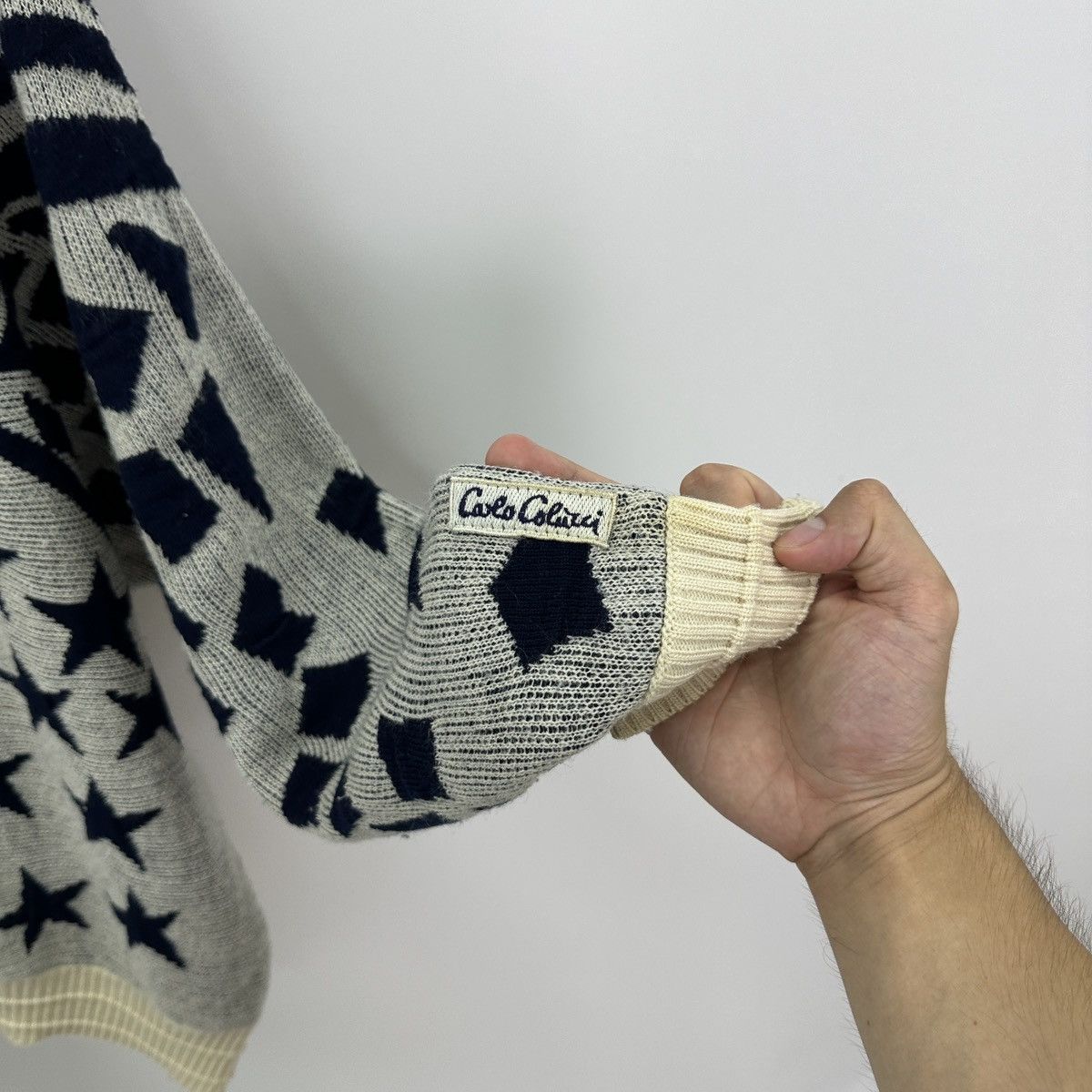 Vintage Vintage 90s Carlo Colucci knitted sweater Stars abstract y2k Size US L / EU 52-54 / 3 - 6 Thumbnail