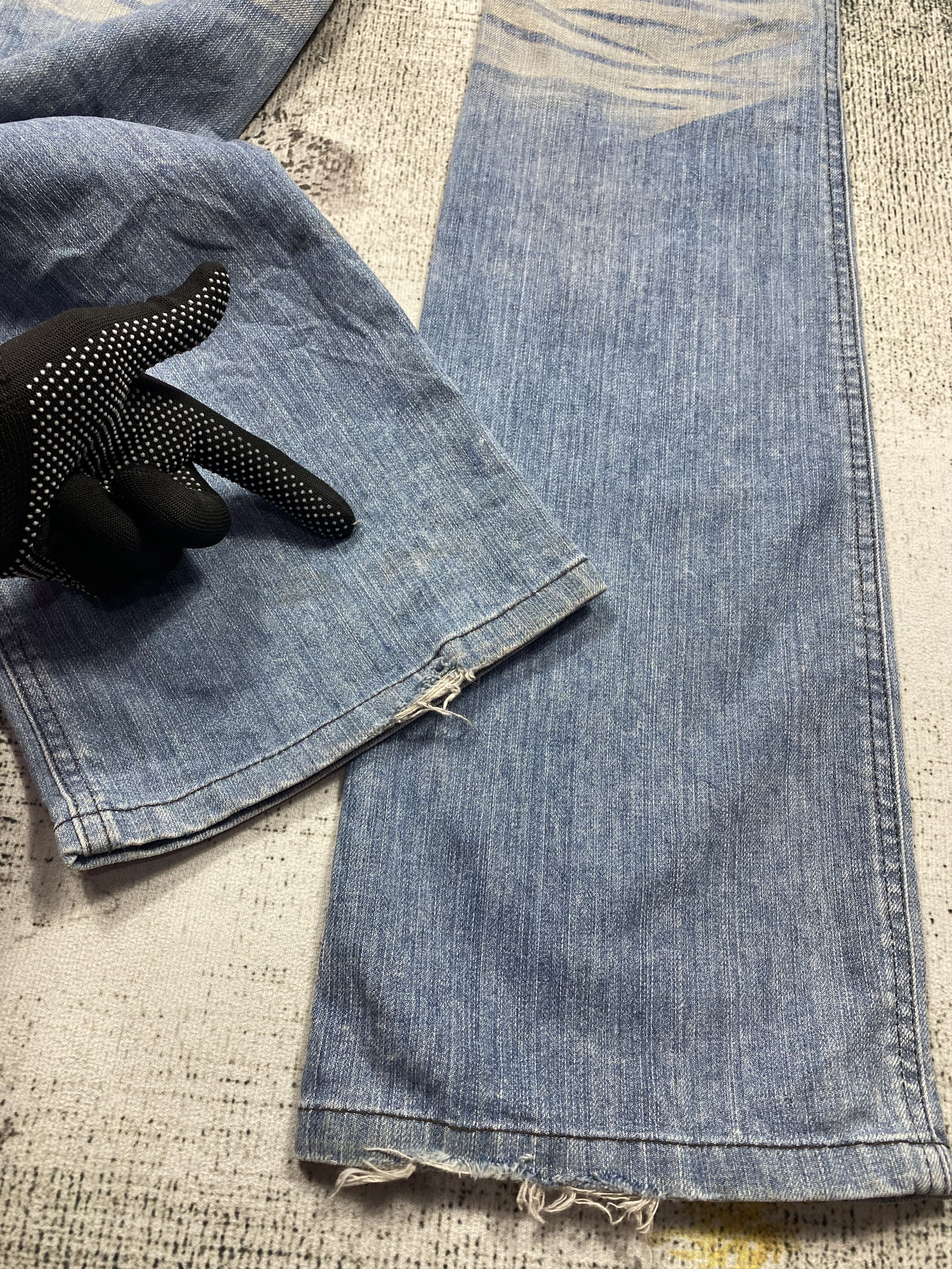 Japanese Brand SICKS💥Japanese High Street Slim Bootcut Blue Fade Whiskers Size US 32 / EU 48 - 10 Thumbnail