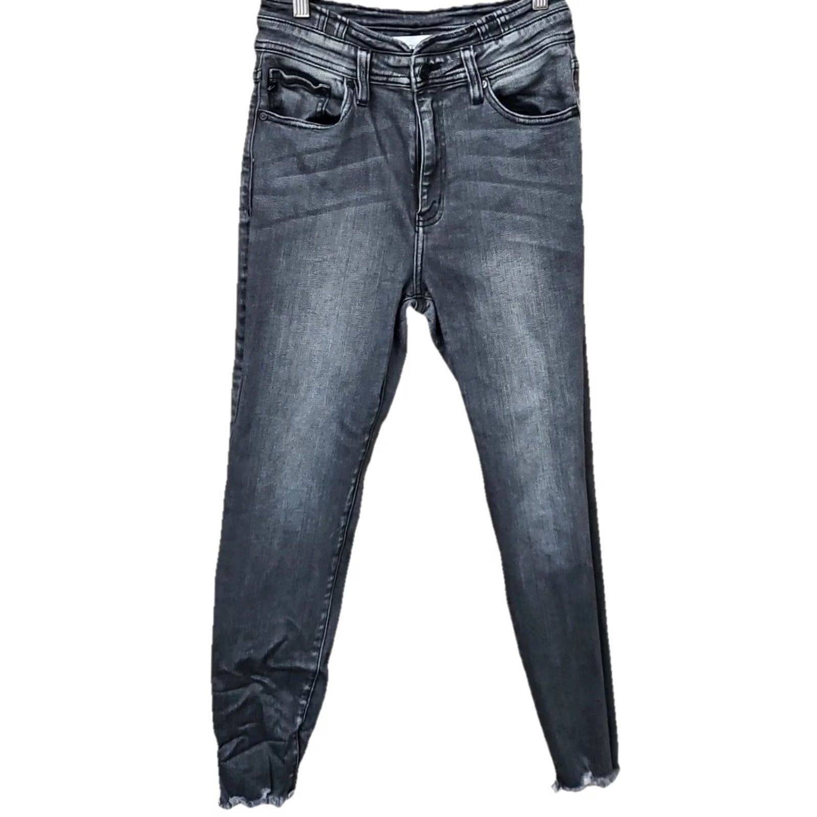 Vintage KanCan Skinny Jeans Charcoal Gray Black Size 28 Stretch Pockets High rise Women Denim 26in Inseam 28in Dark Wash Regular Size 28" / US 6 / IT 42 - 2 Thumbnail