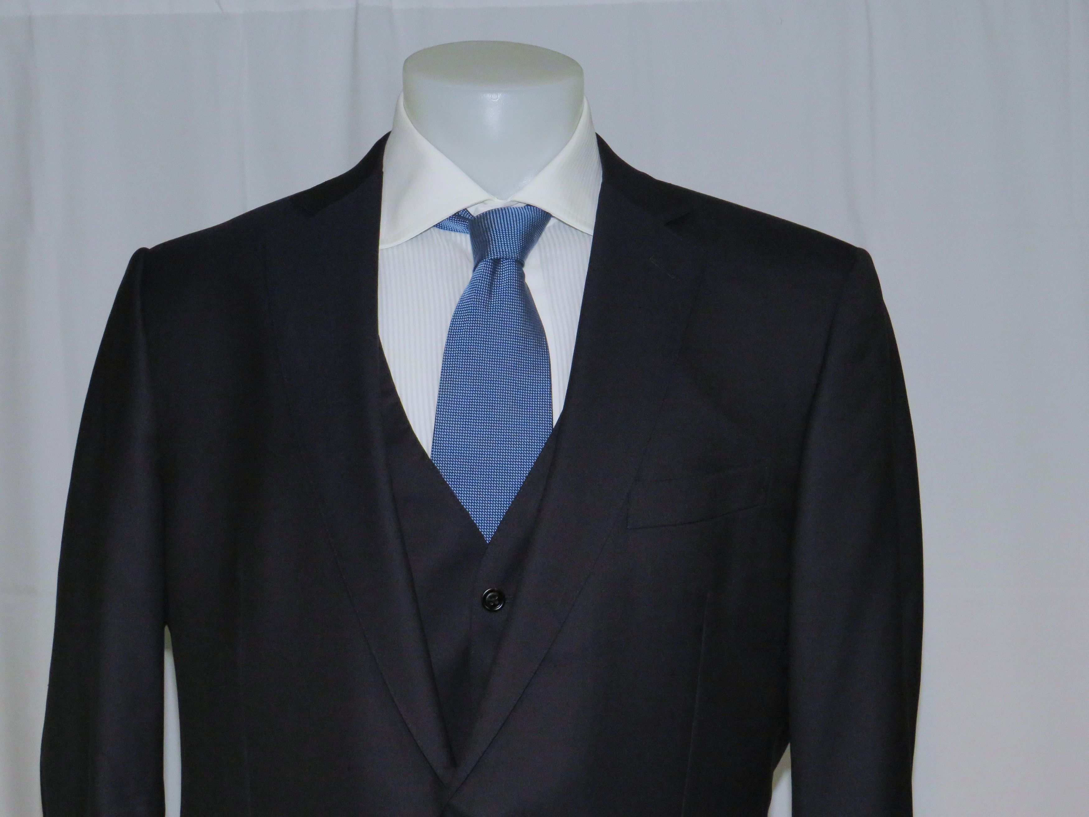 Ermenegildo Zegna Su Misura Exclusive 15milmil15 Navy Three Piece Suit 46L Size 46L - 5 Thumbnail