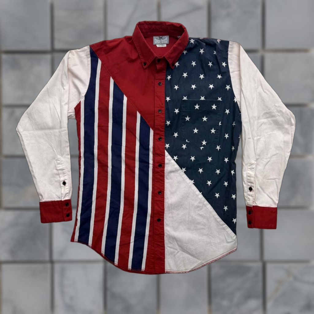 Vintage VINTAGE Cowboy Threads Shirt Mens Small American Flag Patriotic Western Button Up USA Size US S / EU 44-46 / 1 - 1 Thumbnail