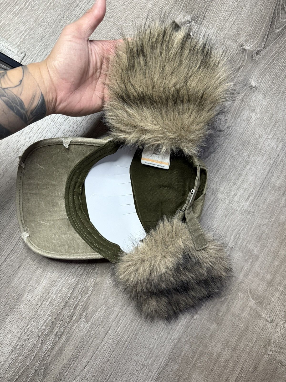 Trendt Vision Trendt Vision Olive Fur Cap Size ONE SIZE - 8 Thumbnail