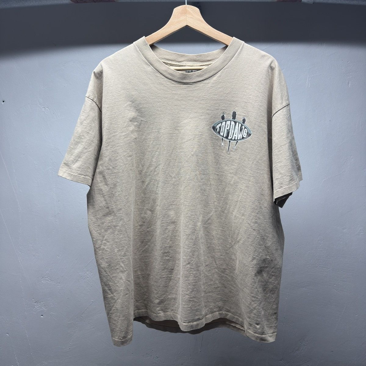 Vintage 90s Top Dawg Bulldog Shirt Beige ERD Grunge Chrome WCC Band Size US XL / EU 56 / 4 - 2 Thumbnail