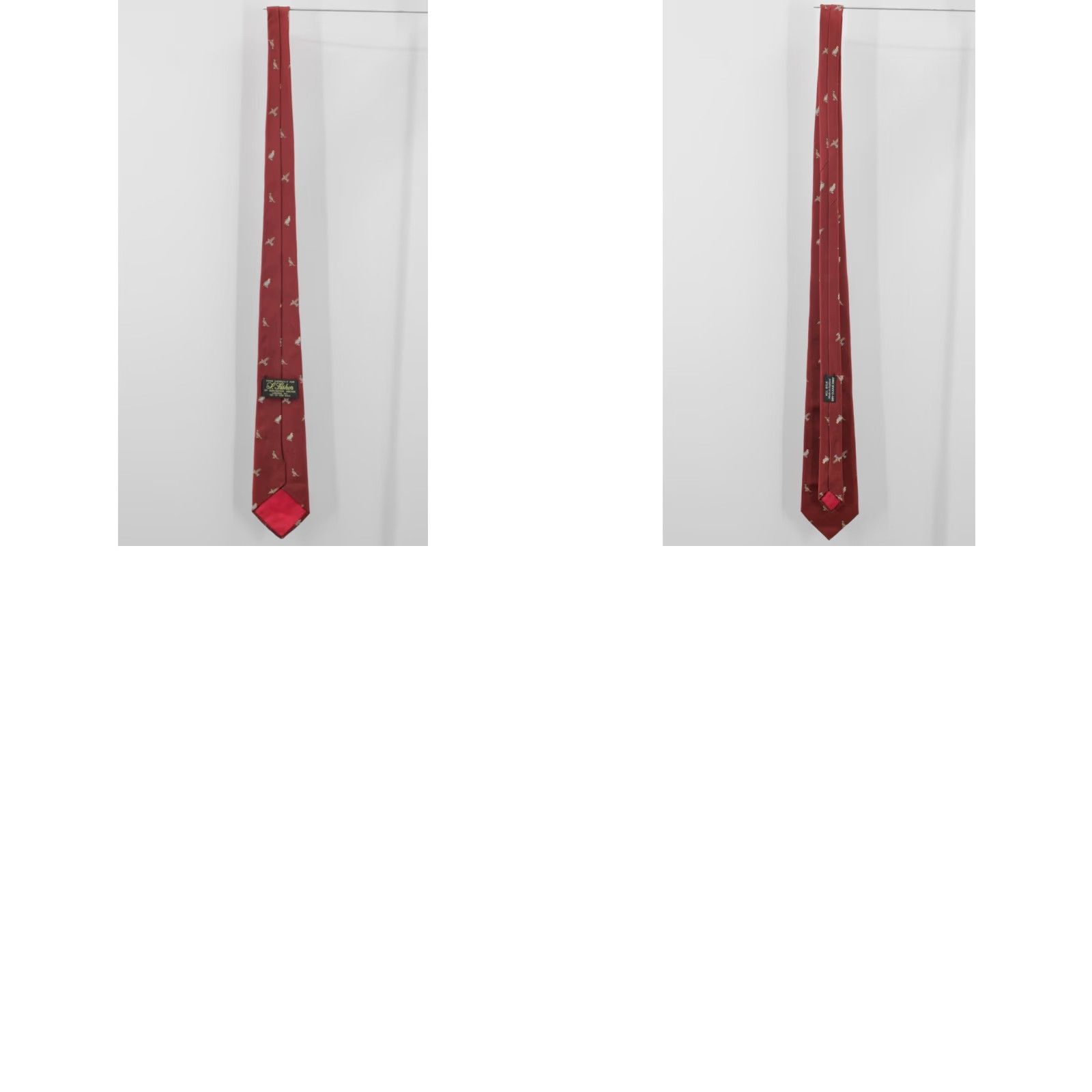 Vintage VTG 80s Men's Silk Necktie S Fisher Red Pheasant Bird Themed Tie 1980s + Vintage Tie Mens Red Silk Neck Tie 80s 90s Size ONE SIZE - 8 Thumbnail