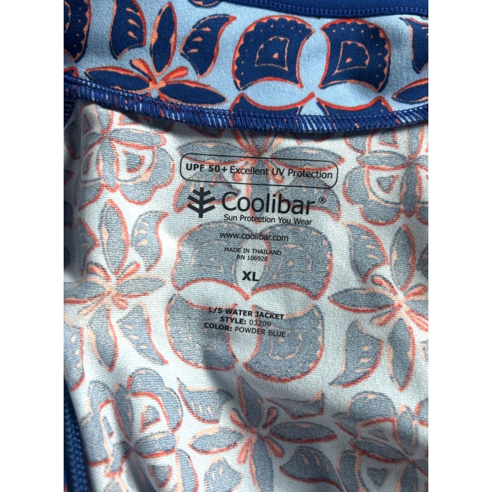 Vintage Coolibar Womens Long Sleeve Water Jacket XL Blue Floral UPF 50+ UV Lightweight Hoodie Jacket Size XL / US 12-14 / IT 48-50 - 4 Thumbnail