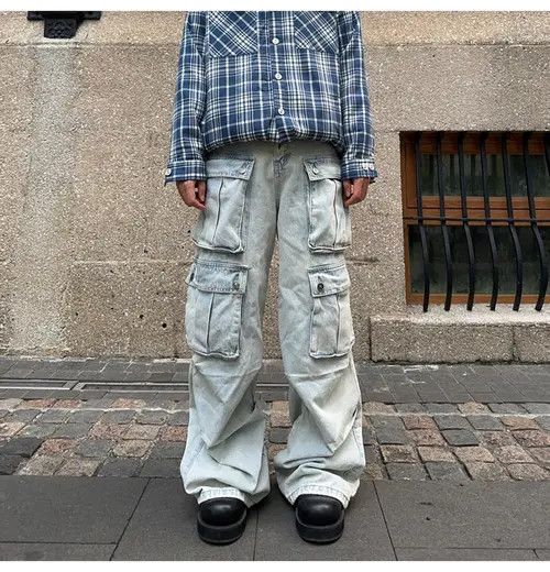 VIBE Multi Pocket Cargo Oversized Jeans Size US 32 / EU 48 - 2 Thumbnail