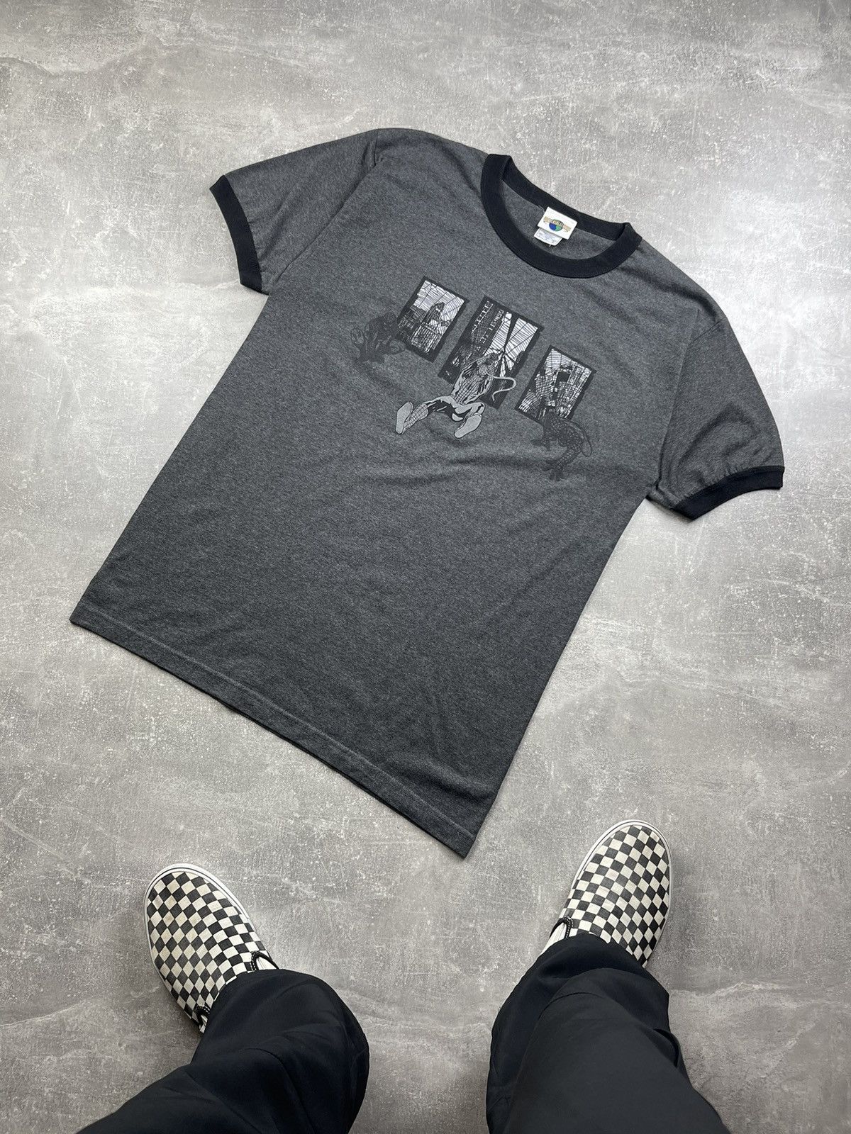Marvel Comics × Universal Studios × Vintage Vintage Marvel Spider Man Gray Big Log T-Shirt 00s Size US L / EU 52-54 / 3 - 1 Thumbnail