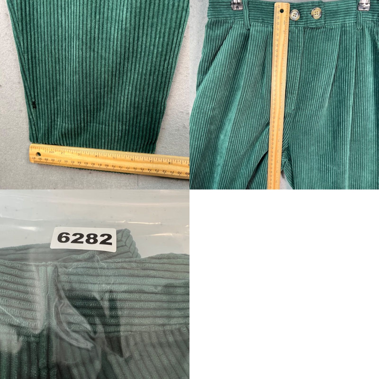 Topshop Topshop Womens 6 Green Corduroy High-Waisted Trousers Pleated Pants Shirt/Nylon Polyester Chino Style Pockets Casual Womens Size 28" / US 6 / IT 42 - 8 Thumbnail