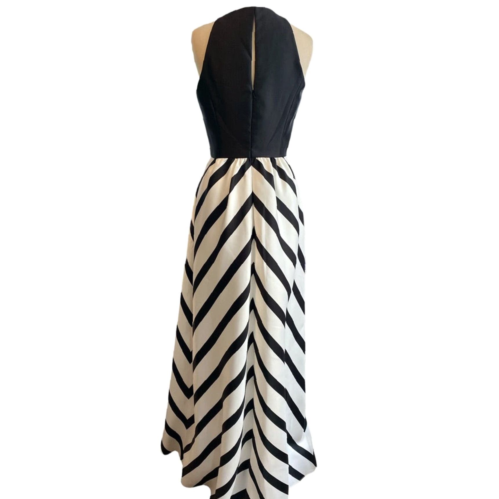 Vintage Alfred Sung Gown Black and White Long Sleeveless Ball Gown 6 Women Adult Regular Size 6 High Waist Long Dress Size M / US 6-8 / IT 42-44 - 3 Thumbnail