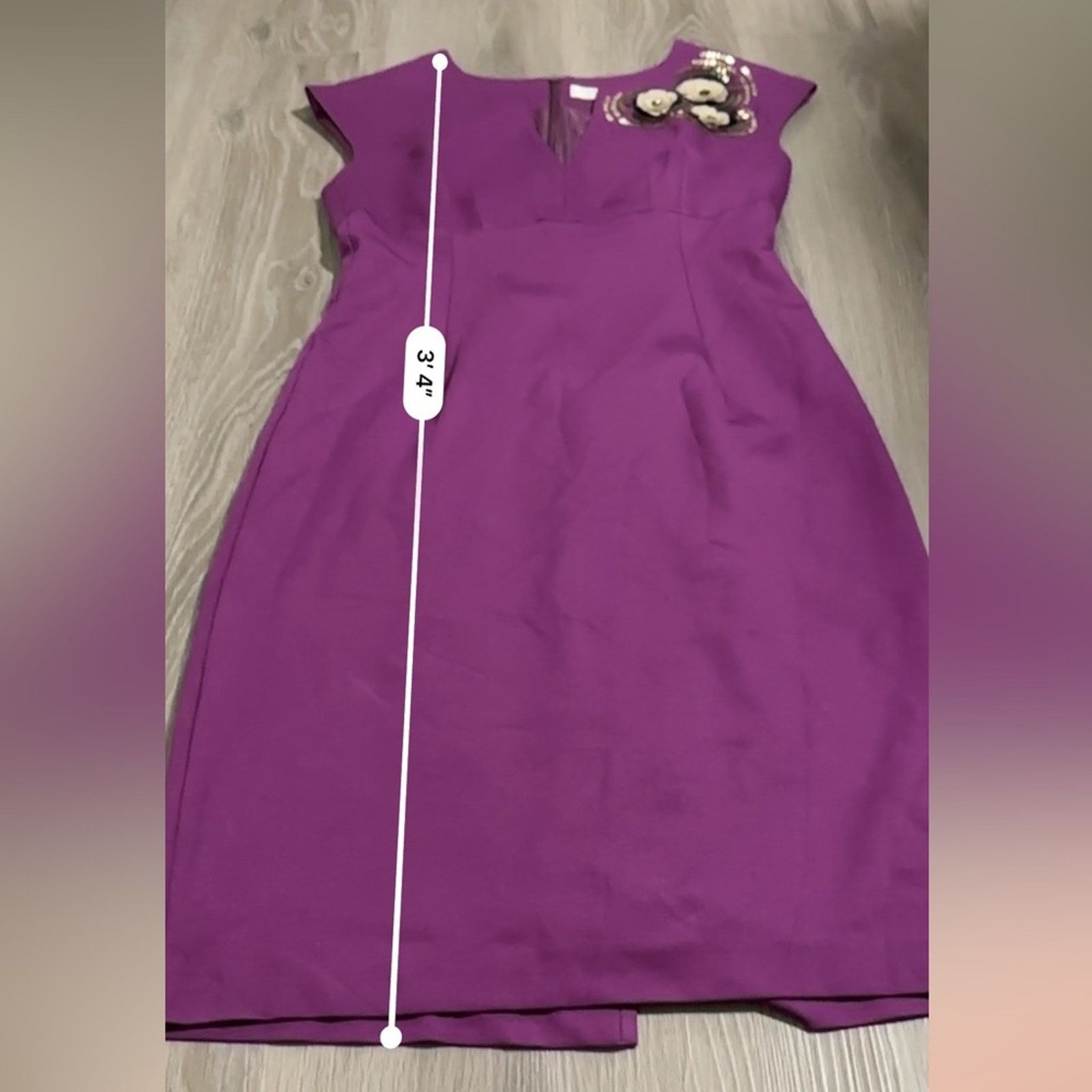 Trina Turk Trina Turk Purple Embellished Short Sleeve Midi Dress Size M / US 6-8 / IT 42-44 - 9 Thumbnail