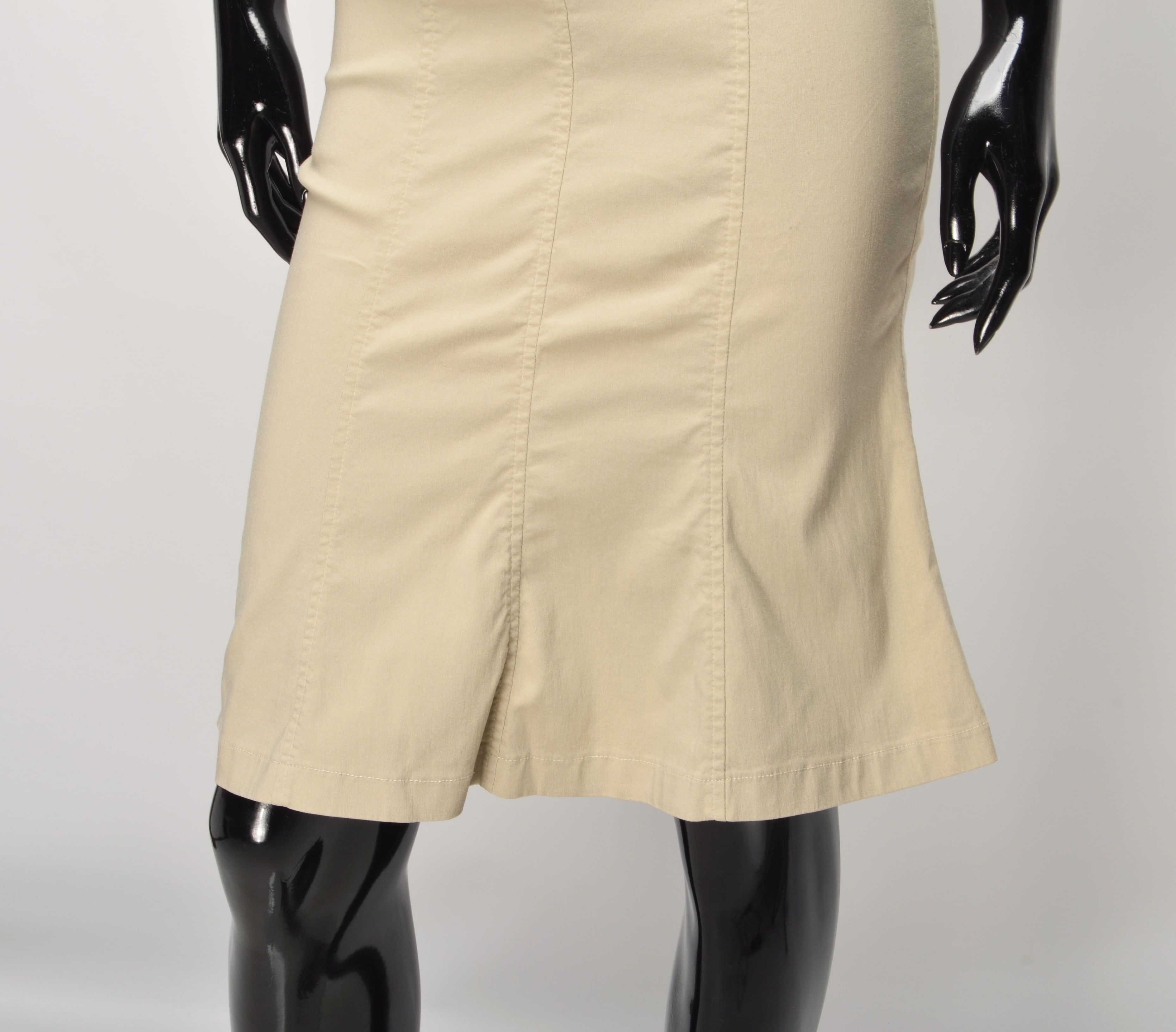 Miss Sixty Vintage Miss Sixty Y2K Beige Bodycon Knee Length Skirt Size 24" / US 00 / IT 34 - 3 Thumbnail