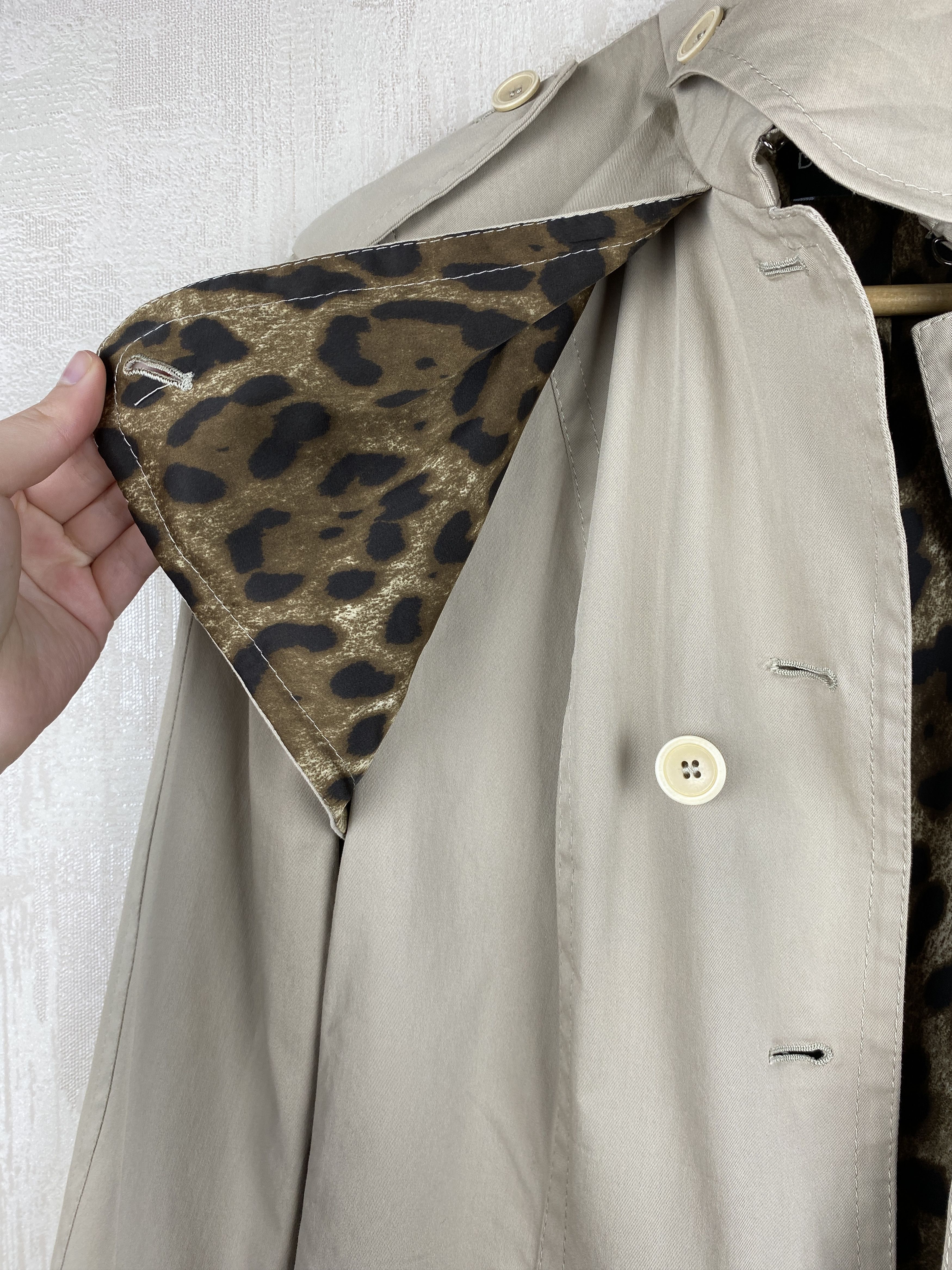 Designer × Dolce & Gabbana Dolce&Gabbana Cropped Trench Coat Leopard Lining Jacket Size XS / US 0-2 / IT 36-38 - 9 Thumbnail