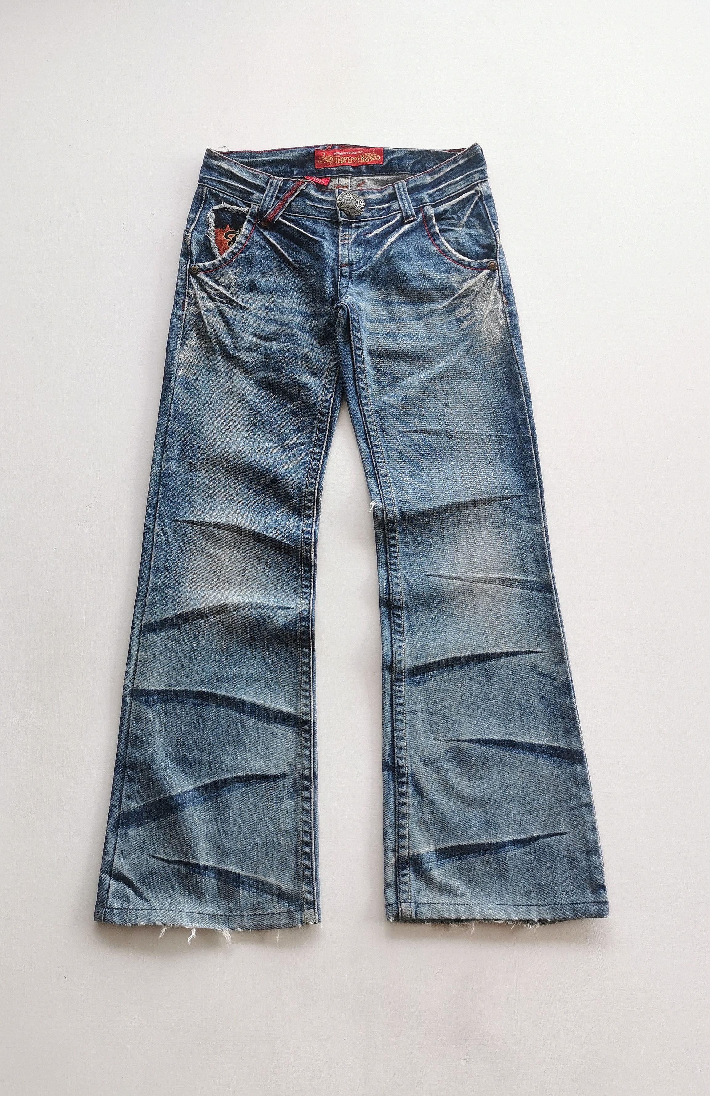 If Six Was Nine Avantgarde Red Pepper Flared Jeans Size 28" / US 6 / IT 42 - 2 Thumbnail