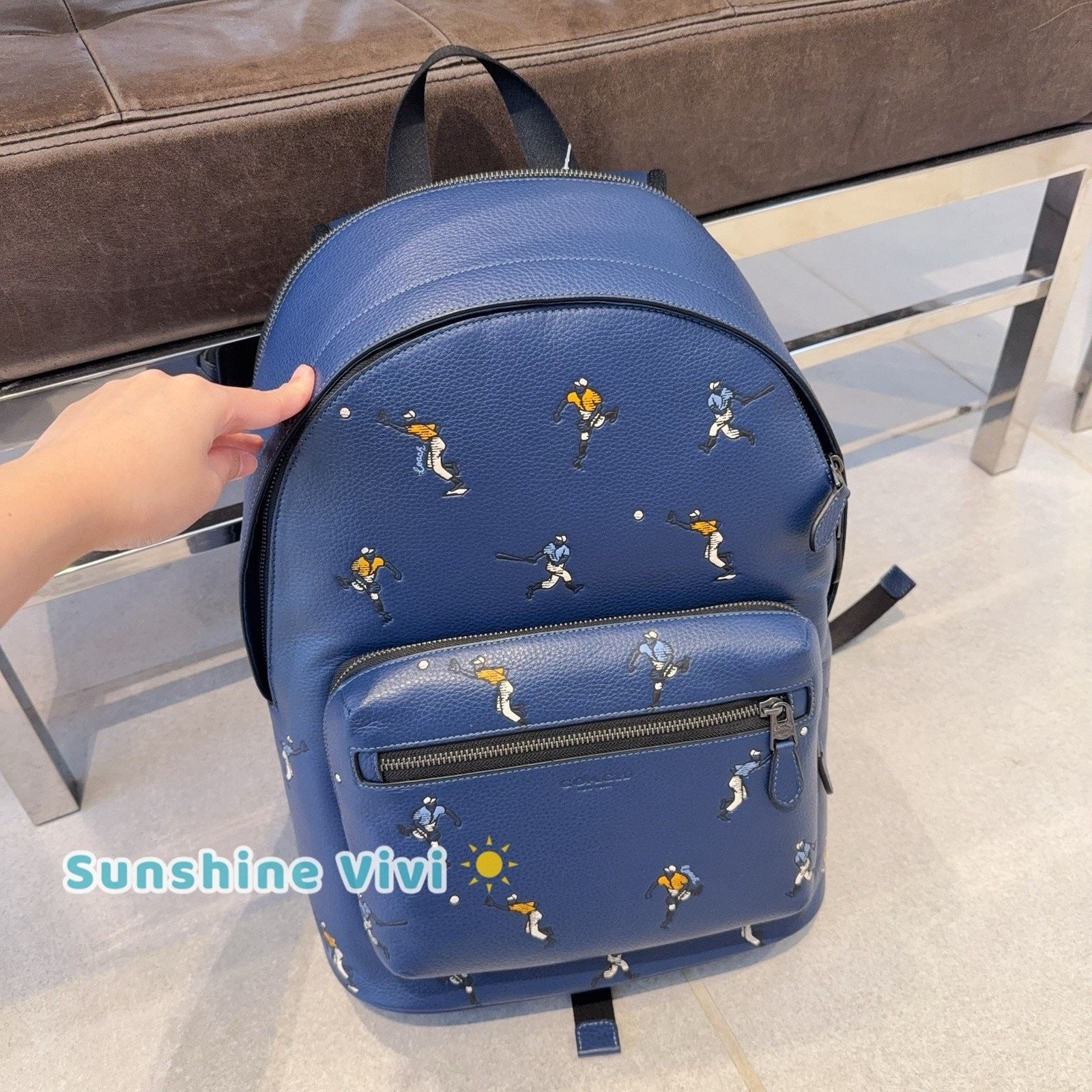 Coach NWT Coach Men’s West Backpack Baseball CAX47 Deep Blue Multi Size ONE SIZE - 6 Thumbnail