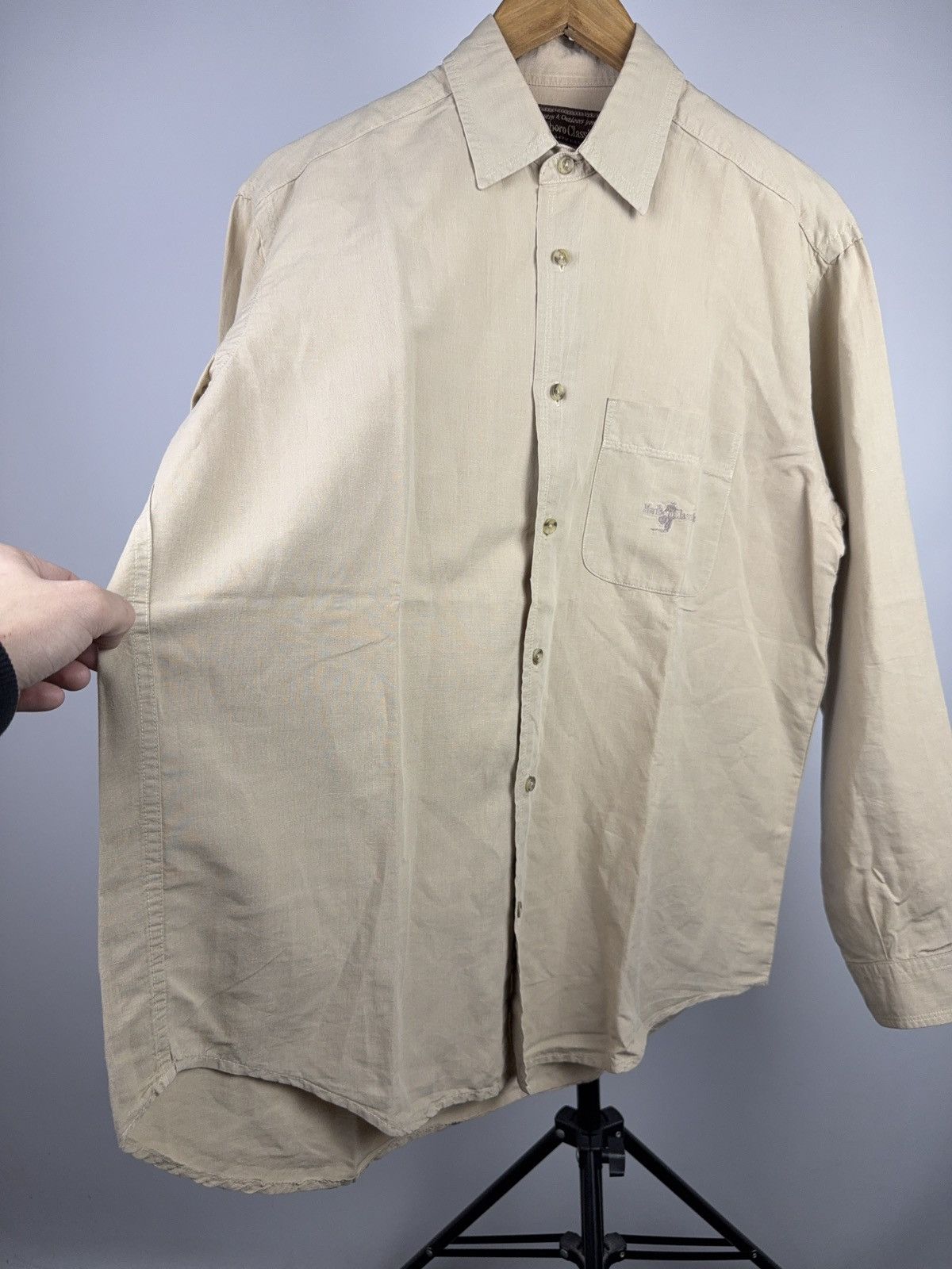 Marlboro Classics 90s Marlboro Classics Beige Linen Work Shirt Vintage L Size US L / EU 52-54 / 3 - 6 Thumbnail