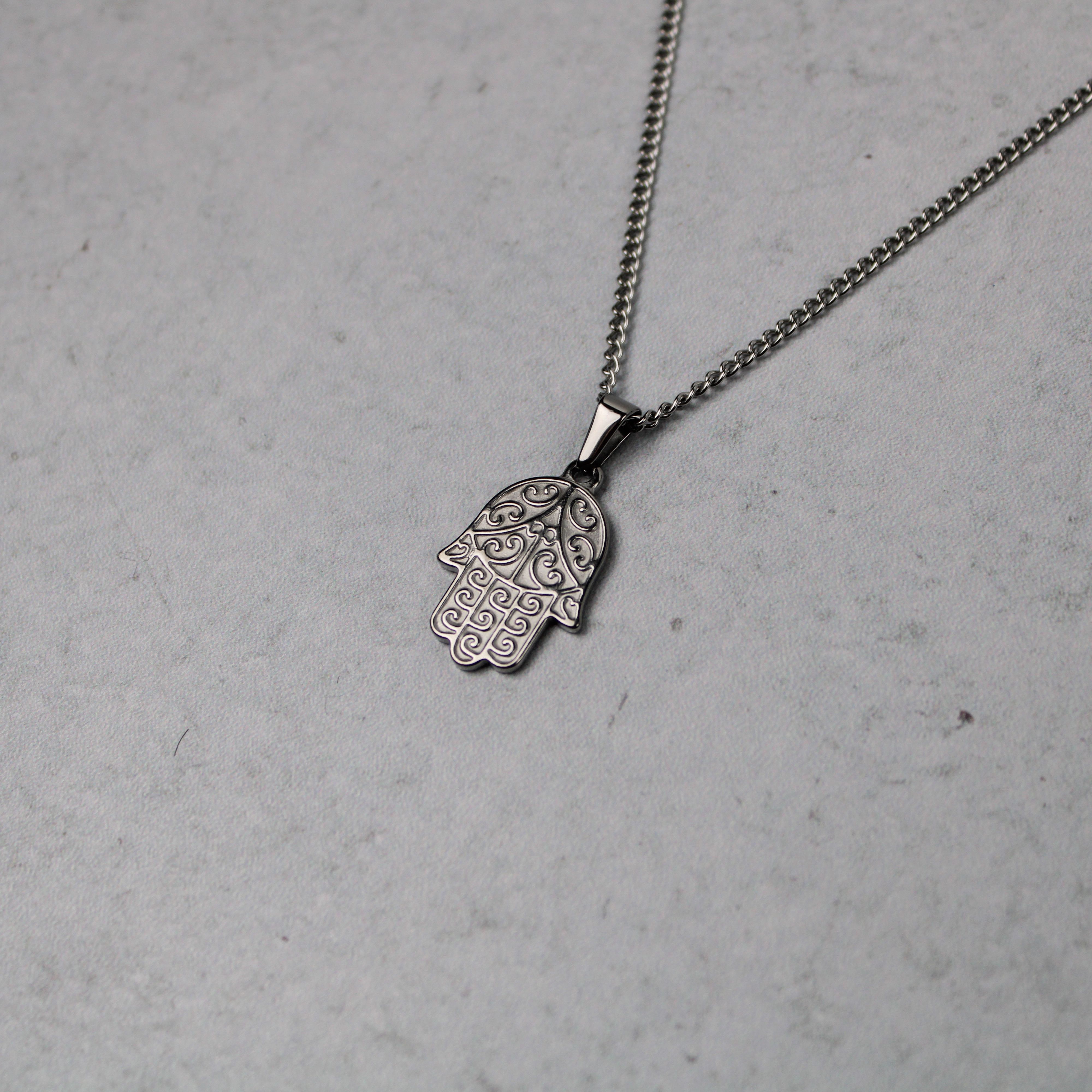 Jewelry Silver Hamsa Pendant Chain Necklace 22 Inch Size ONE SIZE - 1 Thumbnail