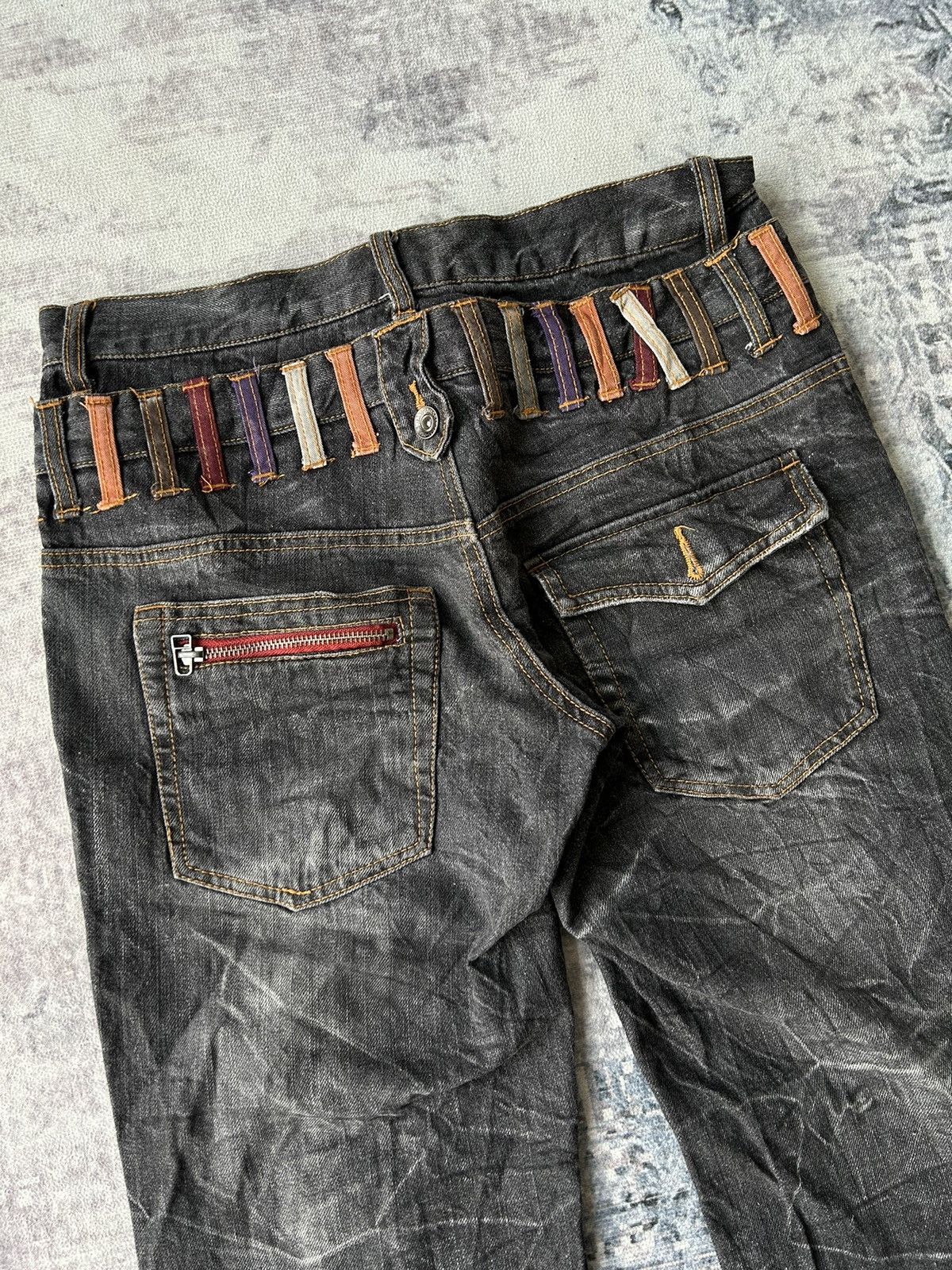 20471120 Nylaus Punk Double Waist Black Denim Size US 30 / EU 46 - 8 Thumbnail