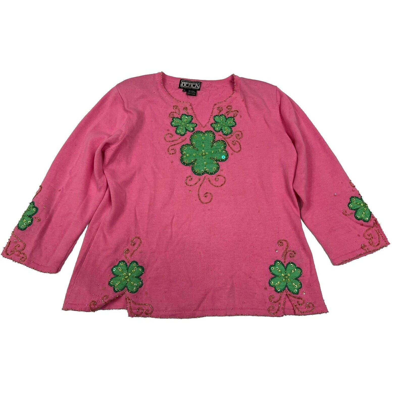 Other VTG Collective Works Of Berek 2 Clovers Pink Lucky Sweater Size L / US 10 / IT 46 - 1 Thumbnail