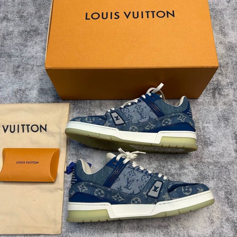 Louis Vuitton Louis Vuitton Trainer Blue Jeans shoes Size US 7 / EU 40 - 3 Thumbnail