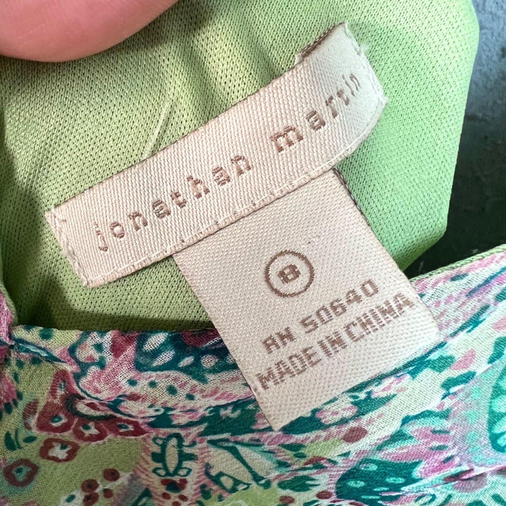 Vintage Jonathan Martin Dress Womens Size 8 Maxi Paisley Green Pink V Neck Size M / US 6-8 / IT 42-44 - 3 Thumbnail