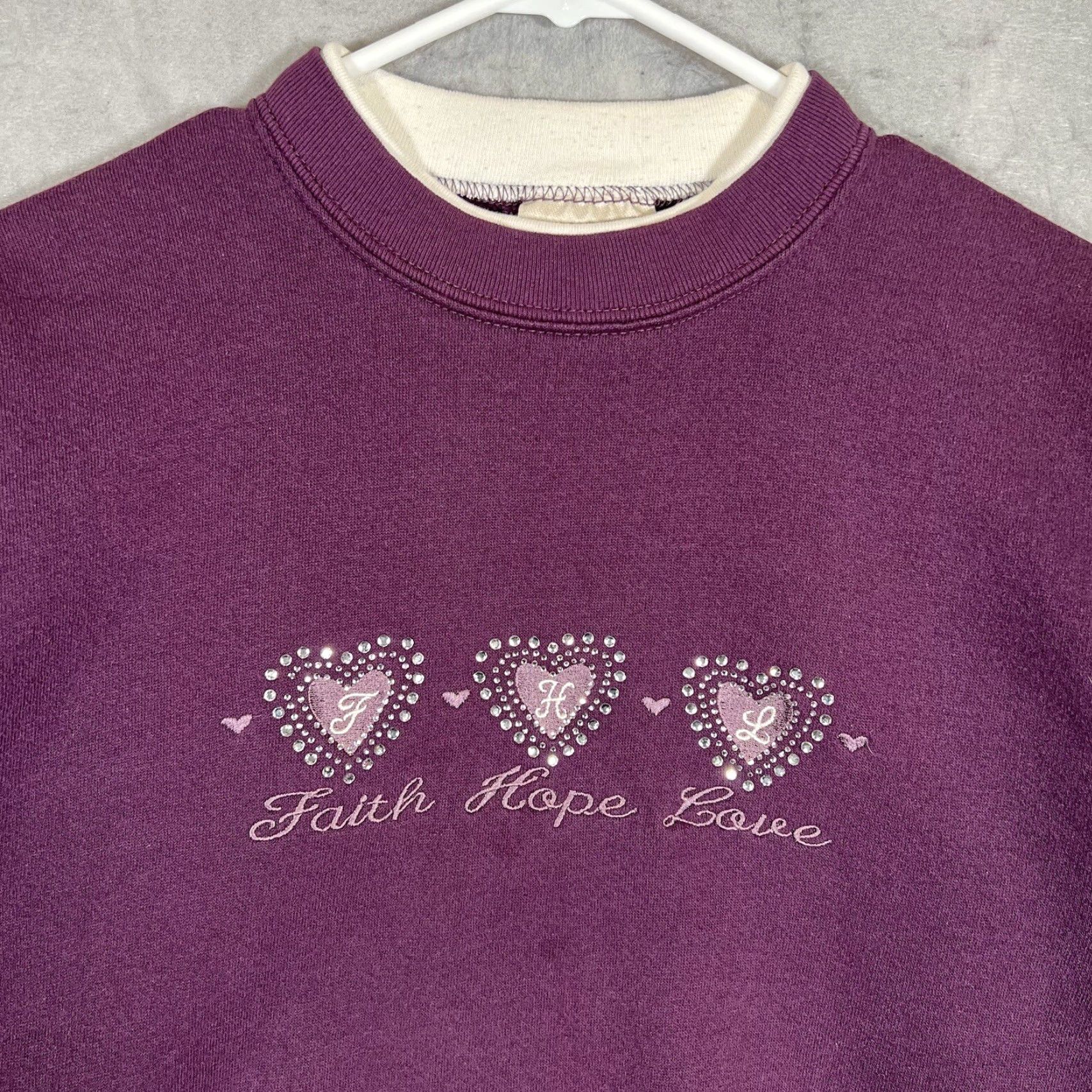 Vintage VINTAGE Decorated Originals Faith Hope Love Sweater Womens Medium Purple 90s Size M / US 6-8 / IT 42-44 - 4 Thumbnail
