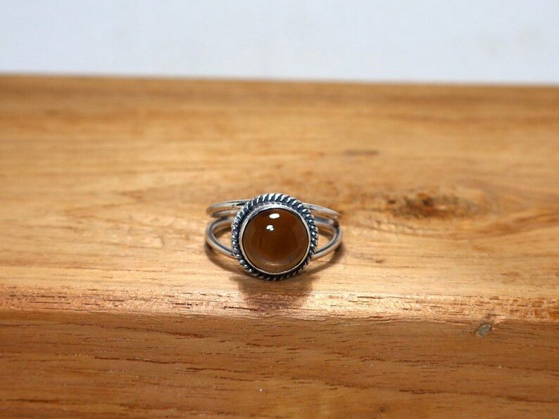 Handmade Handmade Smoky Quartz Sterling Silver Ring: Gemstone Jewelry Size ONE SIZE - 1 Thumbnail