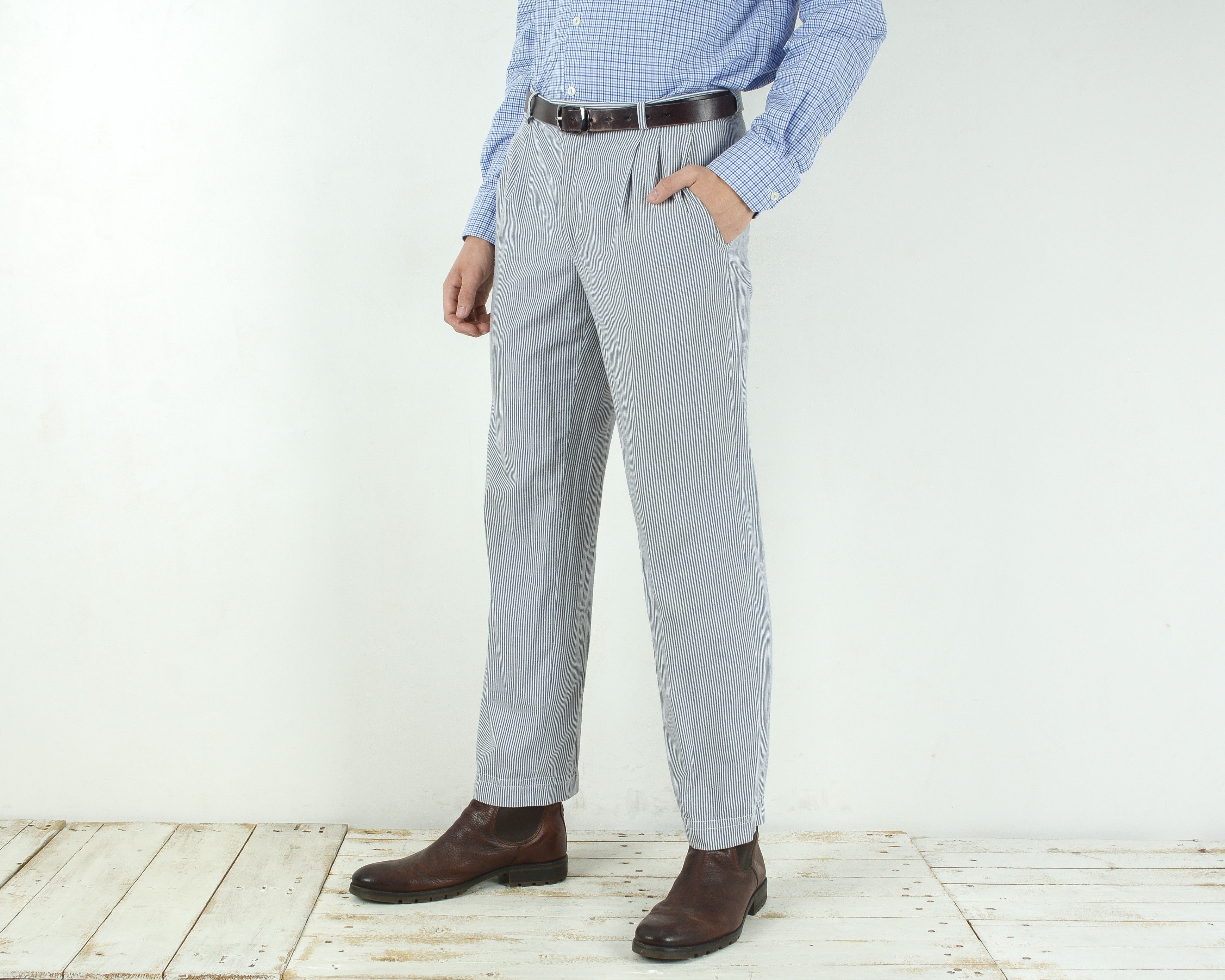 Designer × Other × Vintage Andre Francois W32 L32 Formal Striped Pants Trousers EU 48 Size 48R - 3 Thumbnail