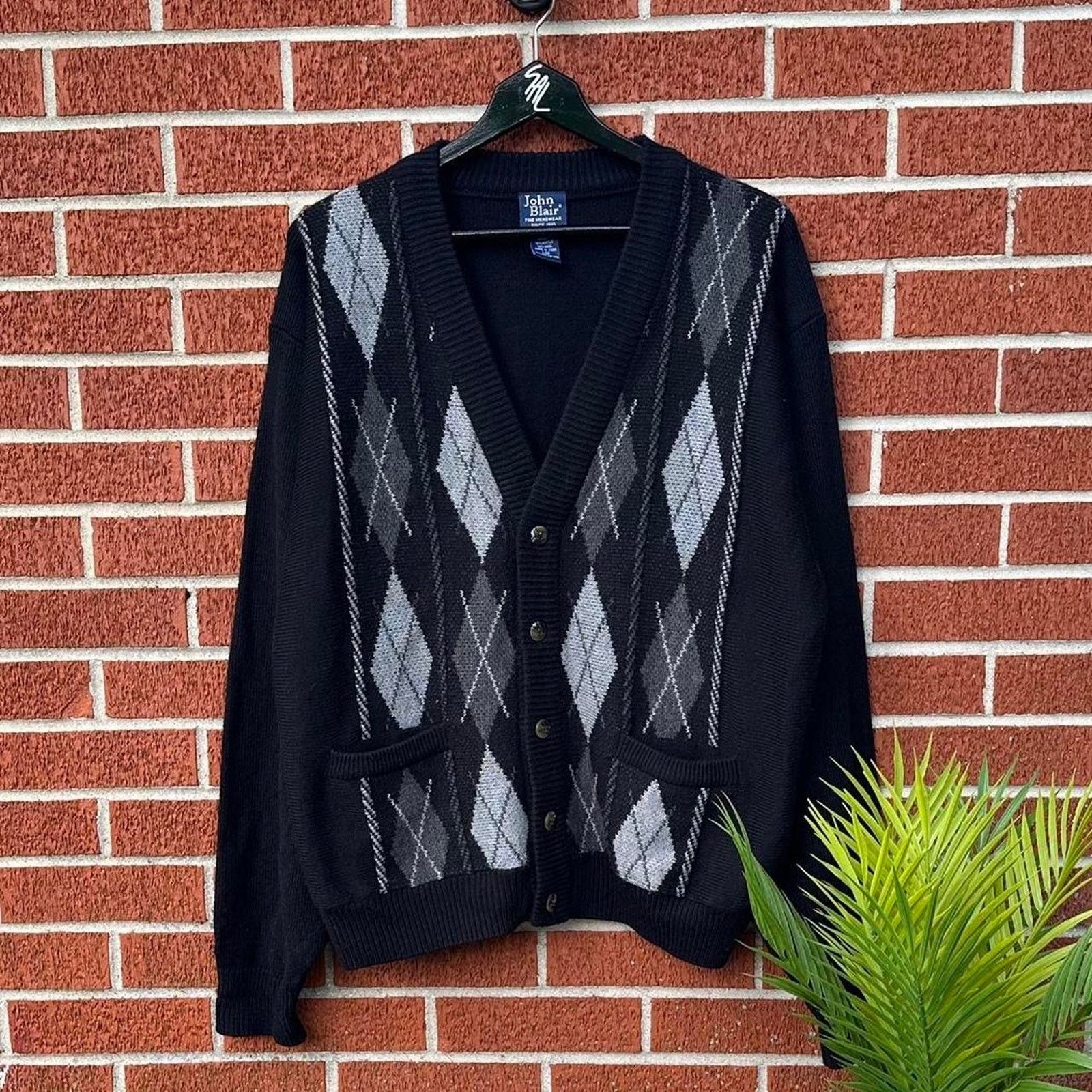 Blair Vintage 90s john blair argyle cardigan sweater Size US L / EU 52-54 / 3 - 4 Thumbnail