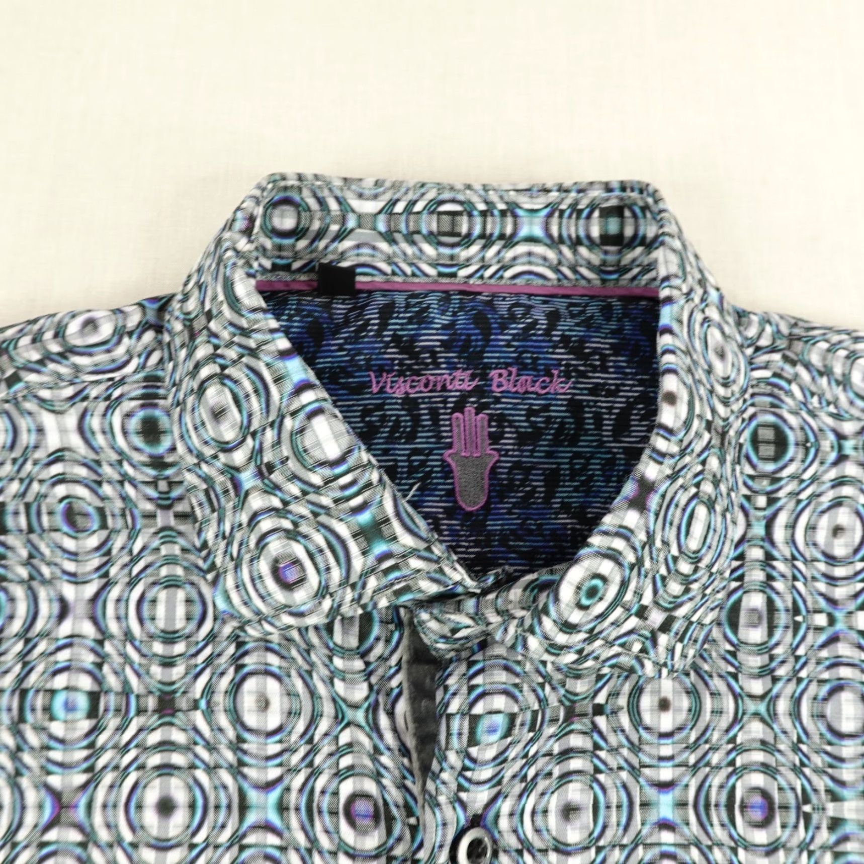 Luchiano Visconti Luchiano Visconti Geometric Button-Up Shirt Mens Large Blue Regular Fit Cotton Modal Size US L / EU 52-54 / 3 - 2 Thumbnail