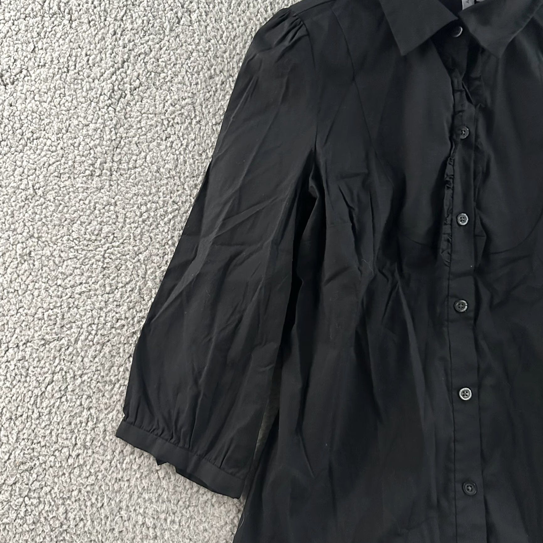 Old Navy VINTAGE? (No) — Old Navy Womens Top Black Long Sleeve Button-Up Cotton Blend Size S Size S / US 4 / IT 40 - 4 Thumbnail