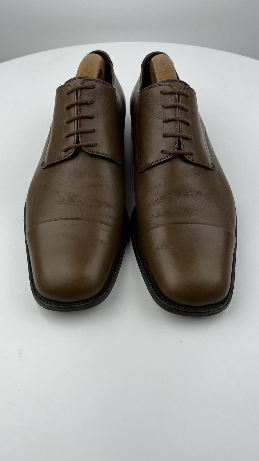 Gucci GUCCI Derby Leather Shoes Lace Up GG Metal Logo Brown Men’s Size US 9.5 / EU 42-43 - 9 Thumbnail