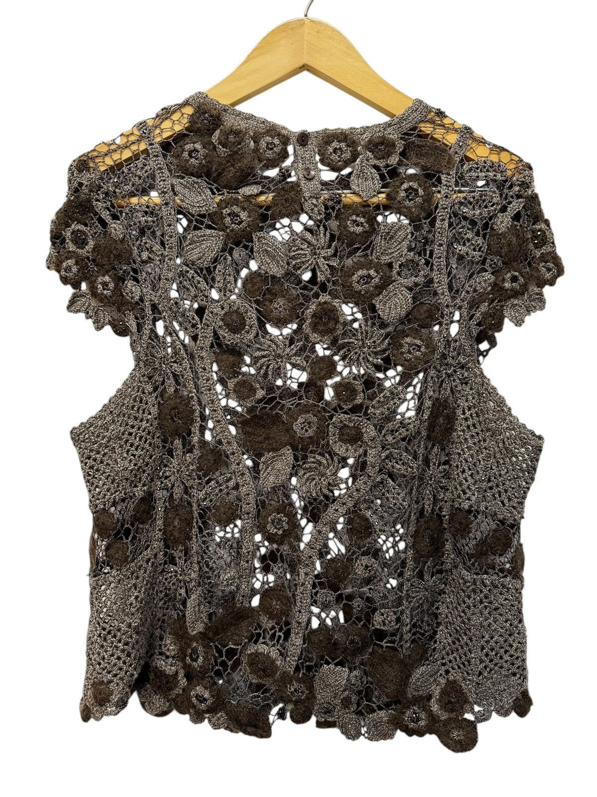 Japanese Brand Vintage Unbranded Crochet Lace Blouse Size M / US 6-8 / IT 42-44 - 5 Thumbnail
