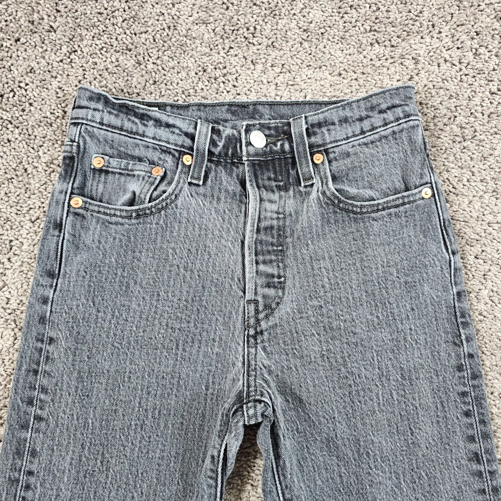 Levi's Levi's 501 Jeans Women Skinny Mid Rise Gray 25x27 Cotton Blend Stretch - Regular Size 25 - Inseam 27 - Denim - Logo Accents - Pre-Owned Size 42" / US 20 - 2 Thumbnail