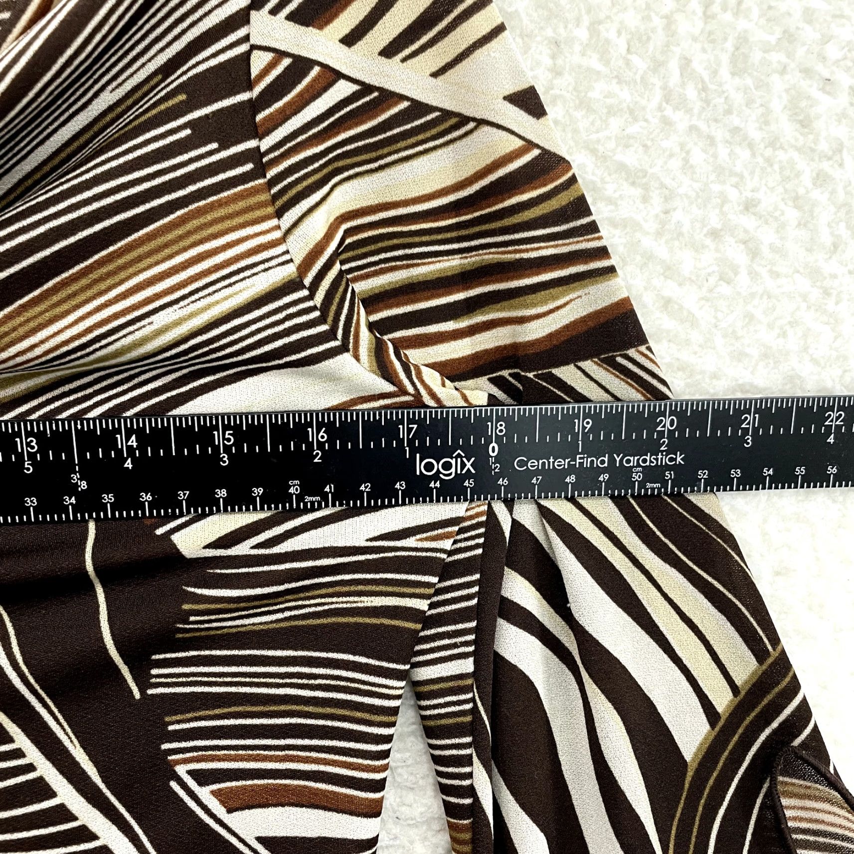 Vintage VINTAGE 90s Y2K Beware Top Shirt M Brown Pattern Slinky Stretch Flared Fairy Corpcore Womens Size M / US 6-8 / IT 42-44 - 7 Thumbnail