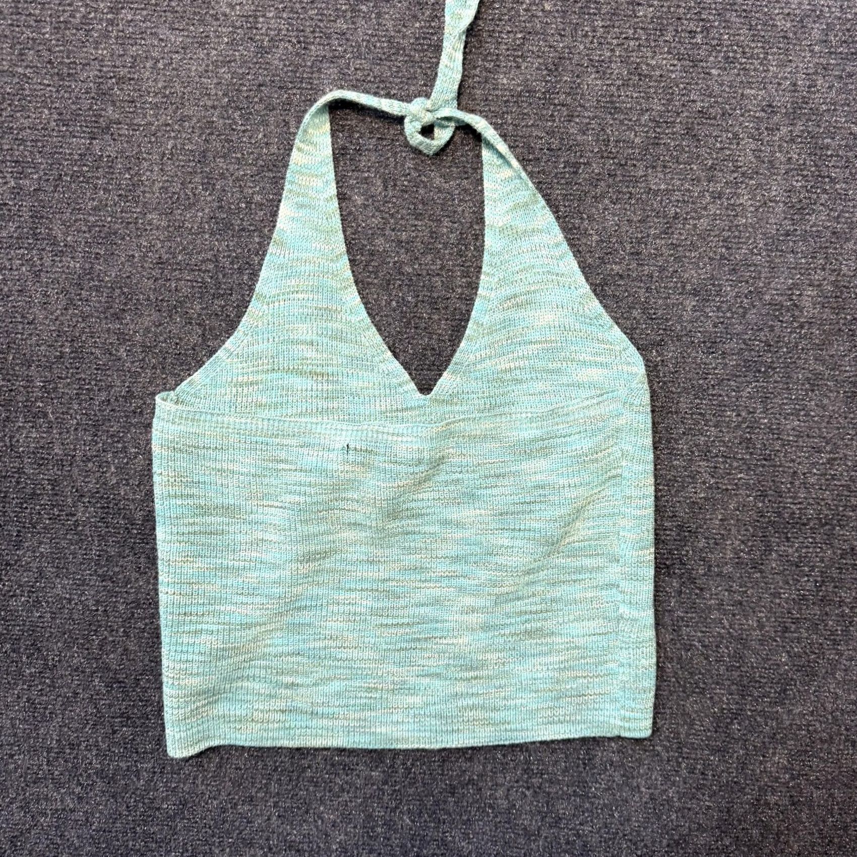 Forever 21 Forever 21 Tank Top Womens Medium Blue Ribbed Knit Halter Tie Back Cropped Size M / US 6-8 / IT 42-44 - 4 Thumbnail