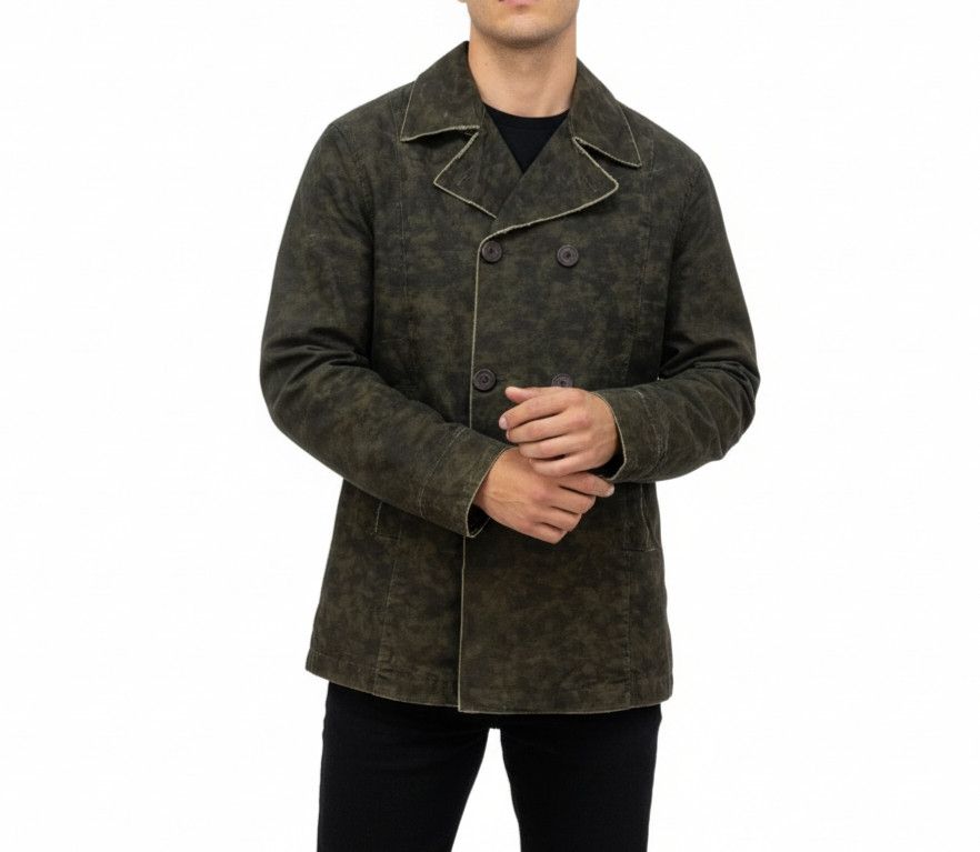 Woolrich Woolen Mills Vtg Woolrich Camouflage Distressed Double Breasted Jacket Size US M / EU 48-50 / 2 - 1 Thumbnail