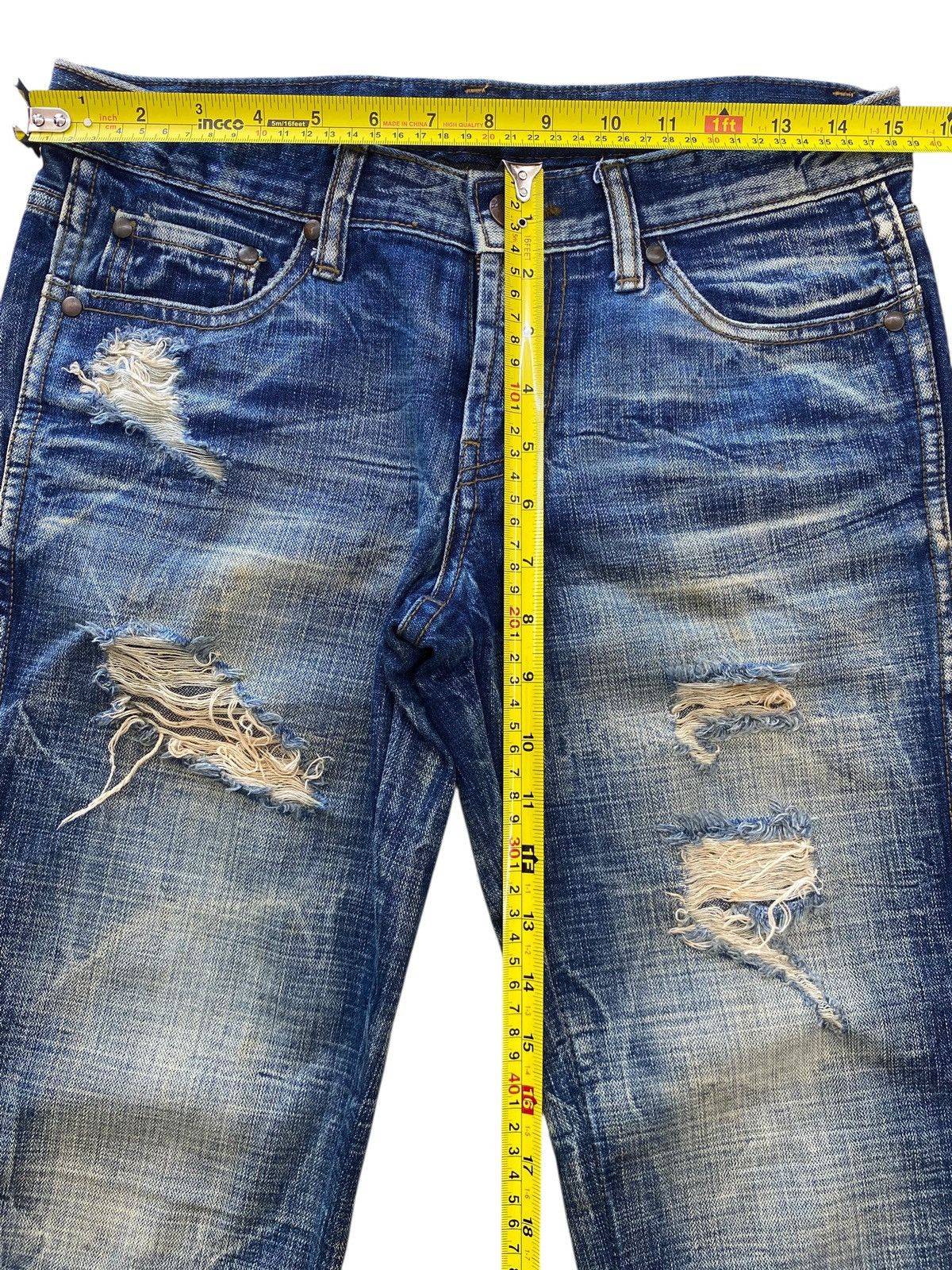 Transit Transit Faded Wash Honey Comb Style Flare Jeans Size US 30 / EU 46 - 6 Thumbnail