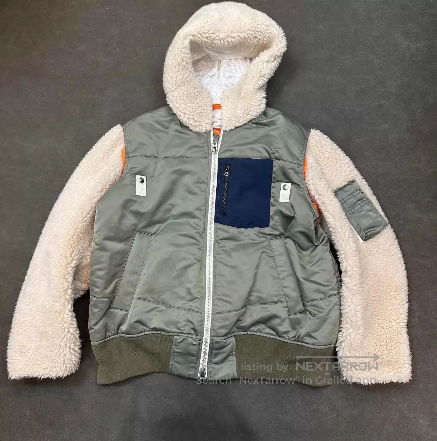 Sacai Multi Color Hooded Jacket with Fleece Sleeves. Size US L / EU 52-54 / 3 - 1 Thumbnail