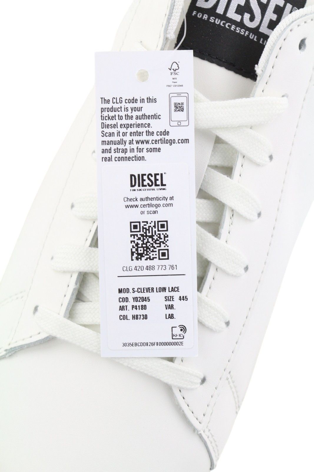 Diesel S-CLEVER LOW LACE EU44.5 White Red Leather 41561 Size US 11.5 / EU 44-45 - 10 Thumbnail