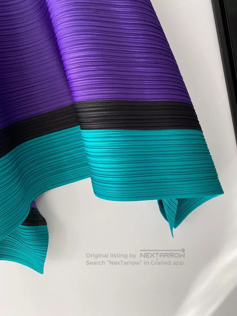 Issey Miyake Issey Miyake Purple Green Color Block Horizontal Stripe Ve Size L / US 10 / IT 46 - 3 Thumbnail