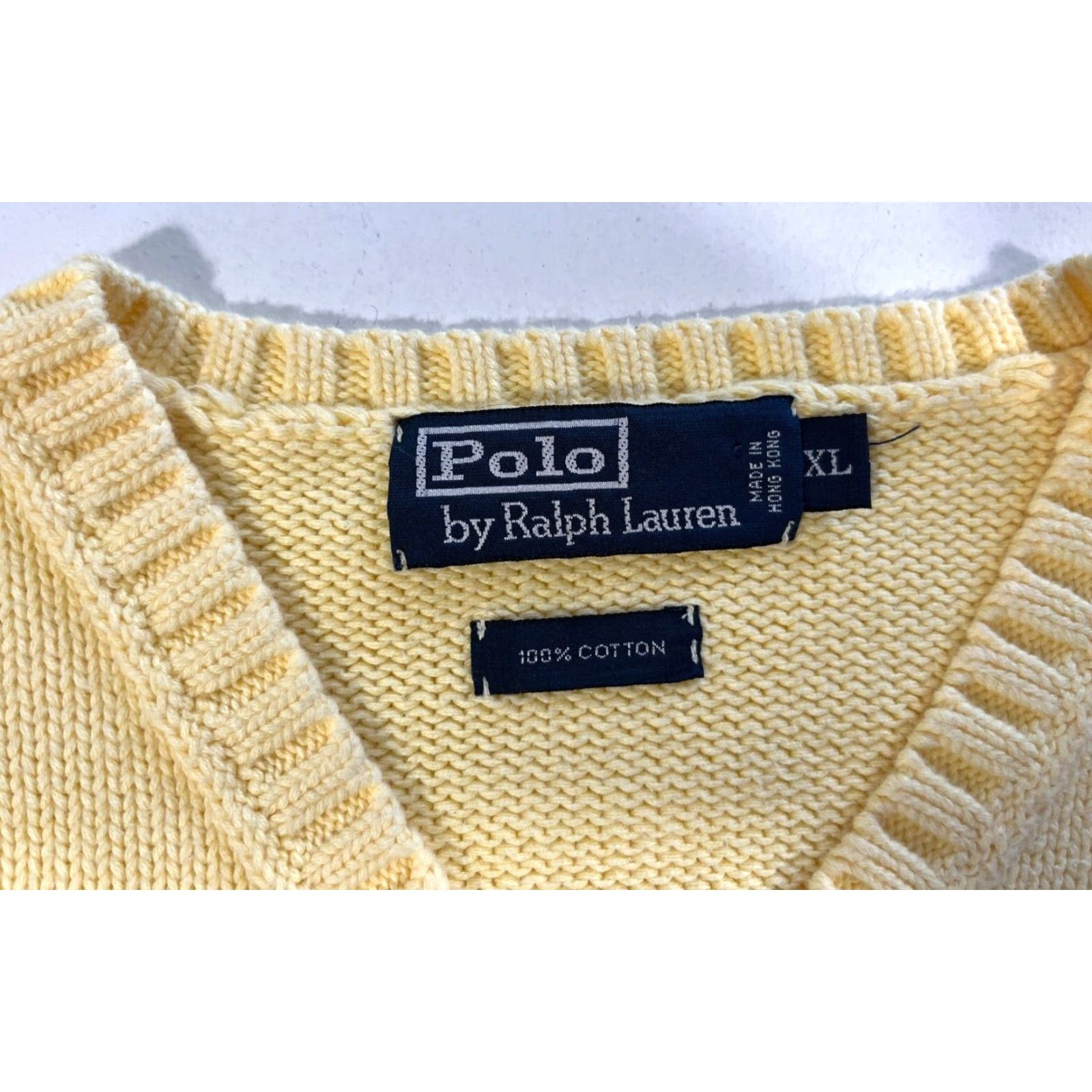 Ralph Lauren VINTAGE Ralph Lauren Men's Polo Knit Vest Shirt XL Yellow 90s Pastel Yellow Mens 90s Vintage Polo Ralph Lauren Knit Sweater Vest Size US XL / EU 56 / 4 - 7 Thumbnail