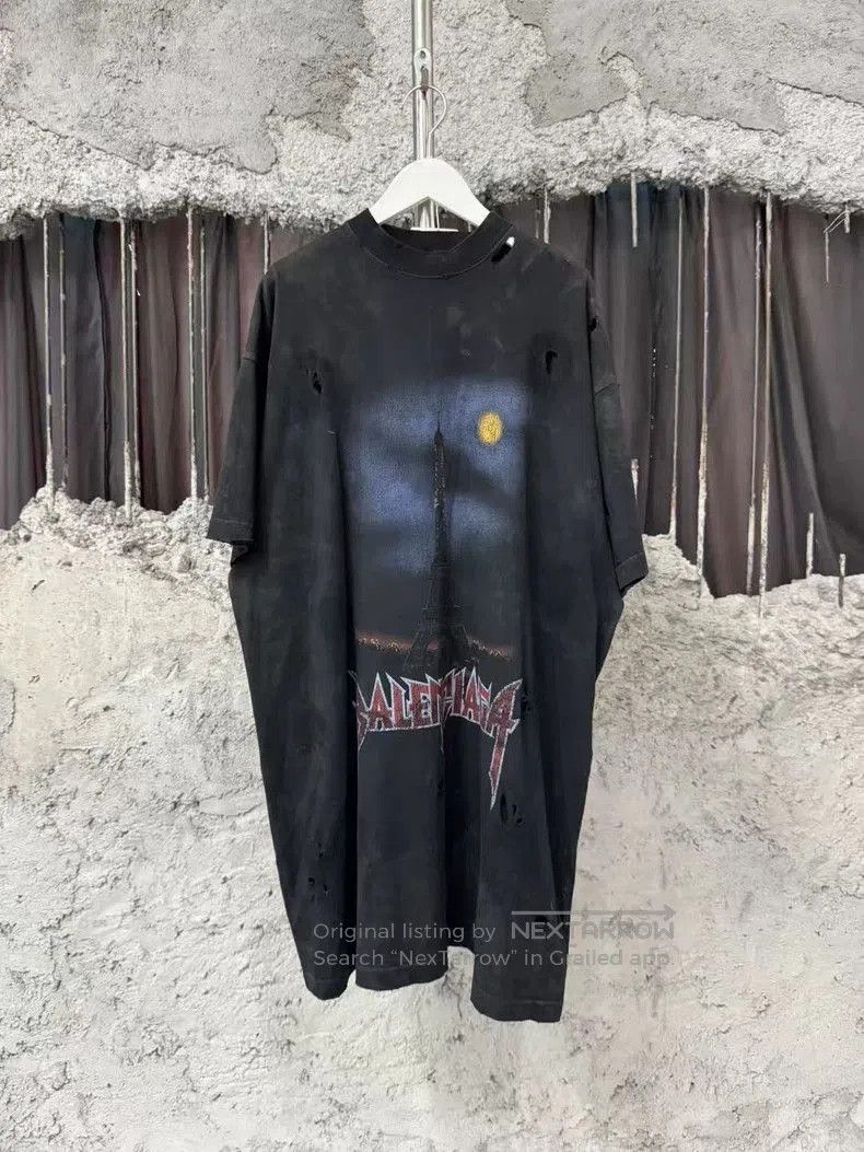 Balenciaga Balenciaga Paris Tower Distressed Tee. Size US XXL / EU 58 / 5 - 1 Thumbnail
