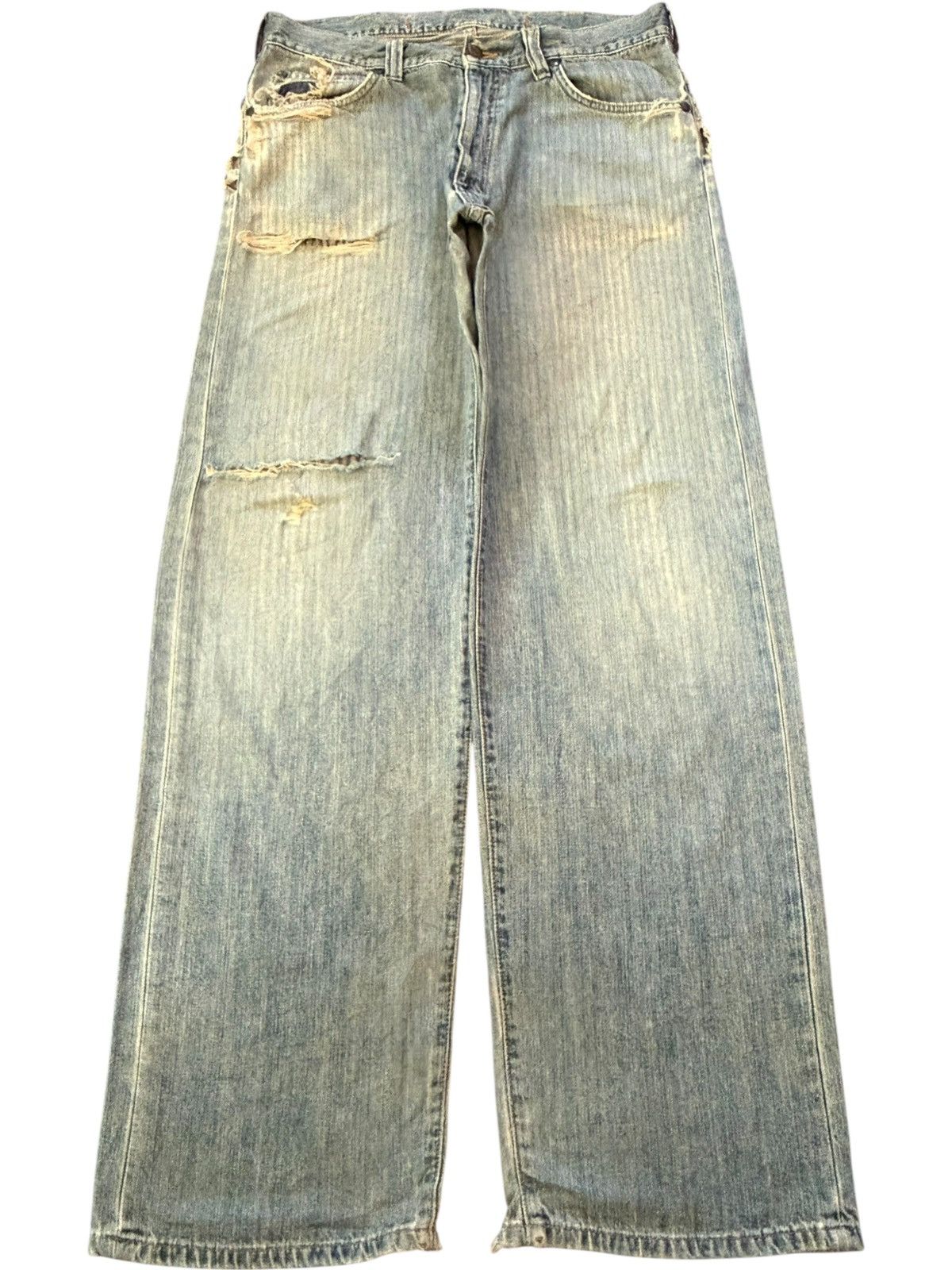 Wrangler Vintage Wrangler Buckle Back Mud Wash Distress Baggy Jeans Size 34" / US 12 / IT 48 - 1 Thumbnail