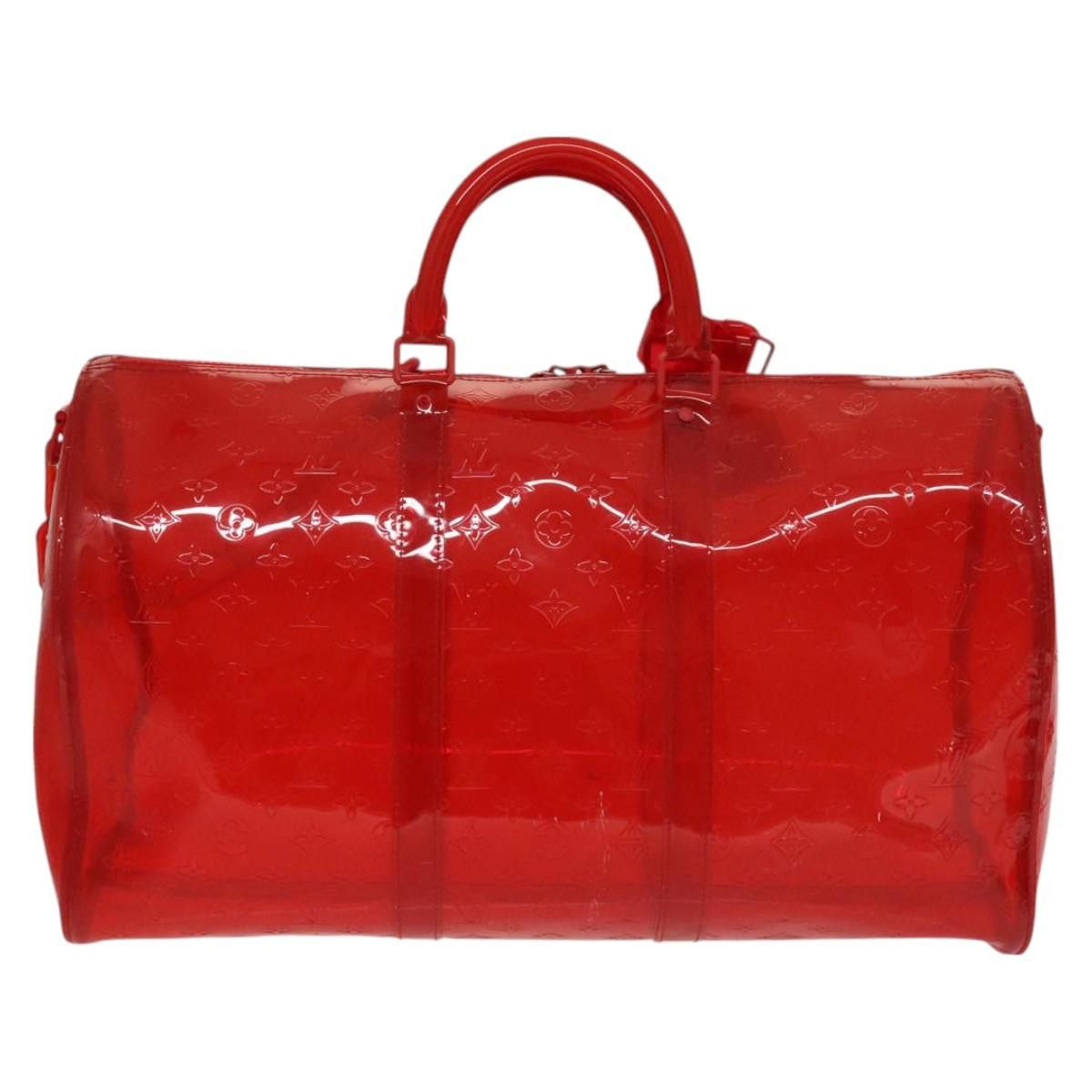 Louis Vuitton LOUIS VUITTON Monogram Vinyl Keepall Bandouliere 50 Bag Red Size ONE SIZE - 3 Thumbnail