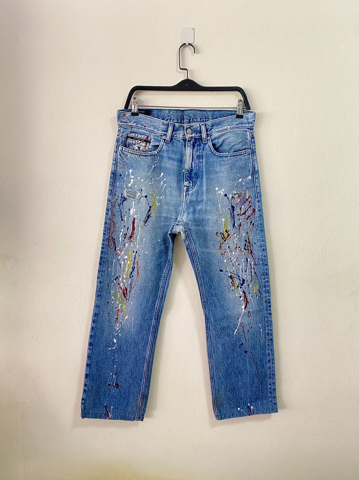 Calvin Klein CK high straight Paint-Splatter Jeans Size US 33 - 1 Thumbnail