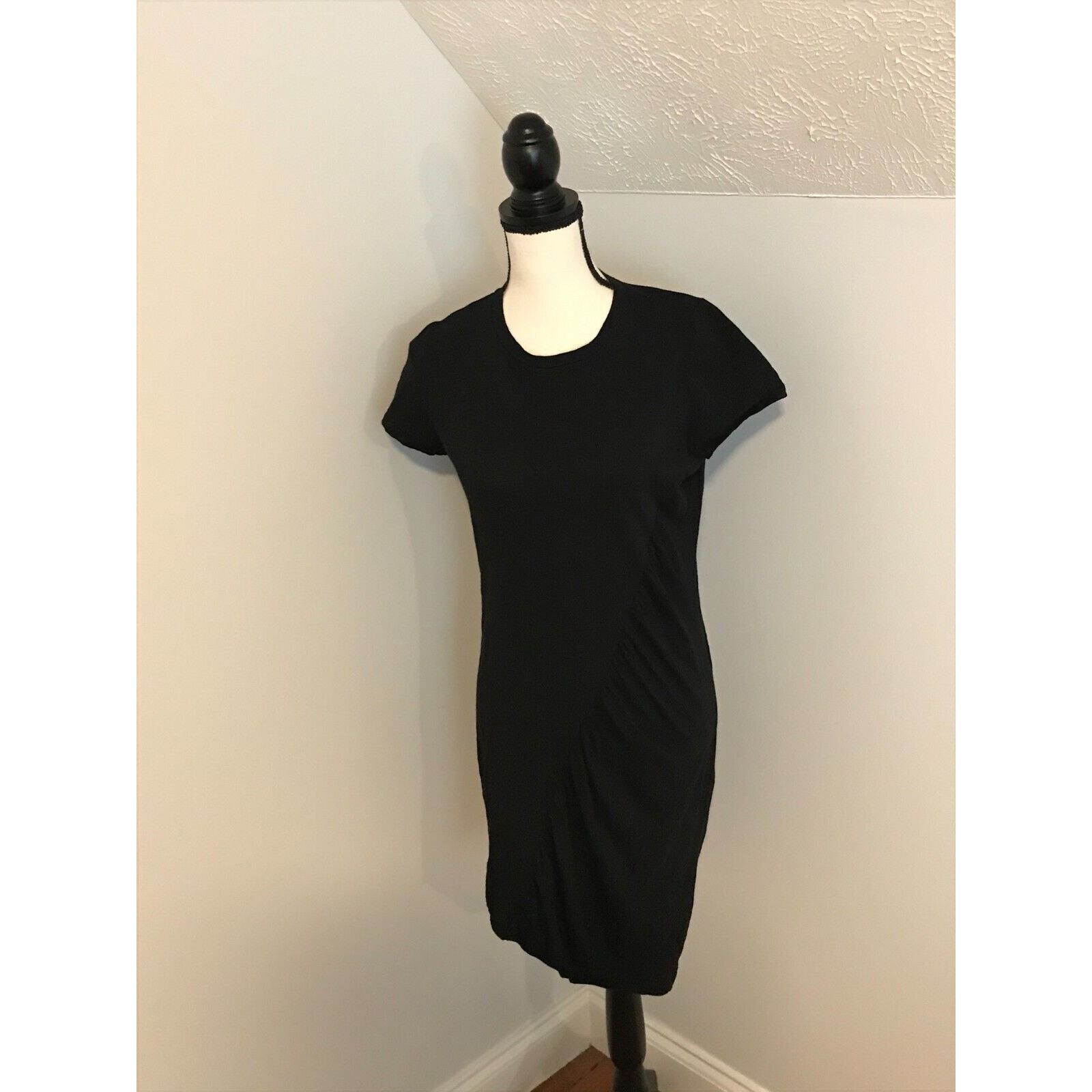 Anthropologie t.la Black Ruched Tee Mini Short Sleeve Dress