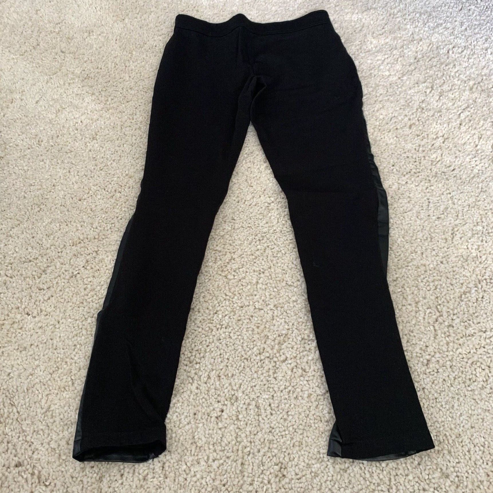 Lauren Ralph Lauren Leggings Womens 6 Faux Leather-Front Black Pull-On Stretch